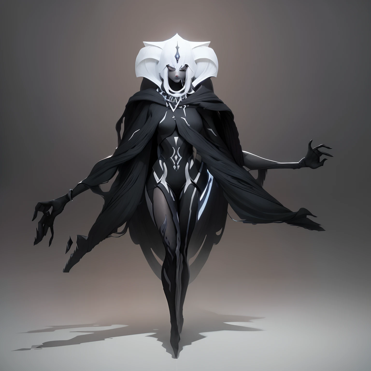um desenho preto e branco de uma mulher com uma espada, arte conceitual demon soul, Arte conceitual escura de alto contraste, symmetric concept art, arte infestada de warframe, rsrs, arte conceitual sombria, arte do personagem da criatura conceitual, ( ( arte conceitual do personagem ) ), personagem bruxa escura, conceito de corpo inteiro, arte conceitual warframe, arte conceitual arcana