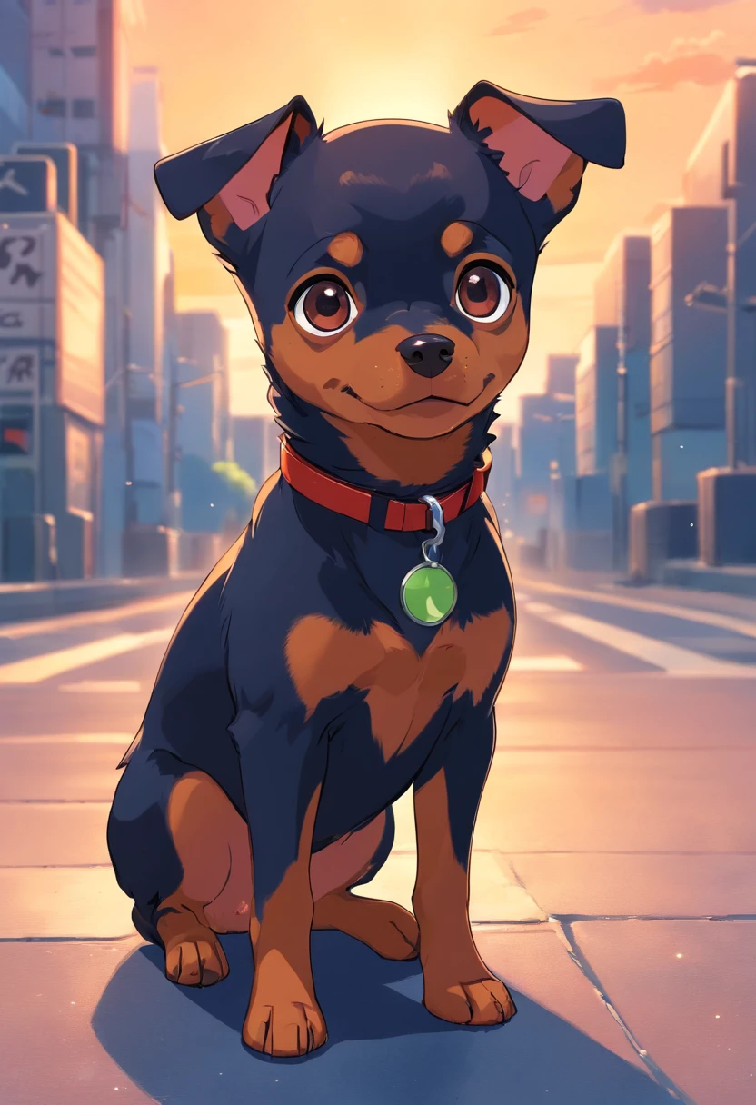 baby pinscher, olhos sonolentos, olhos sonolentos, corpo inteiro, cor vermelho e preto