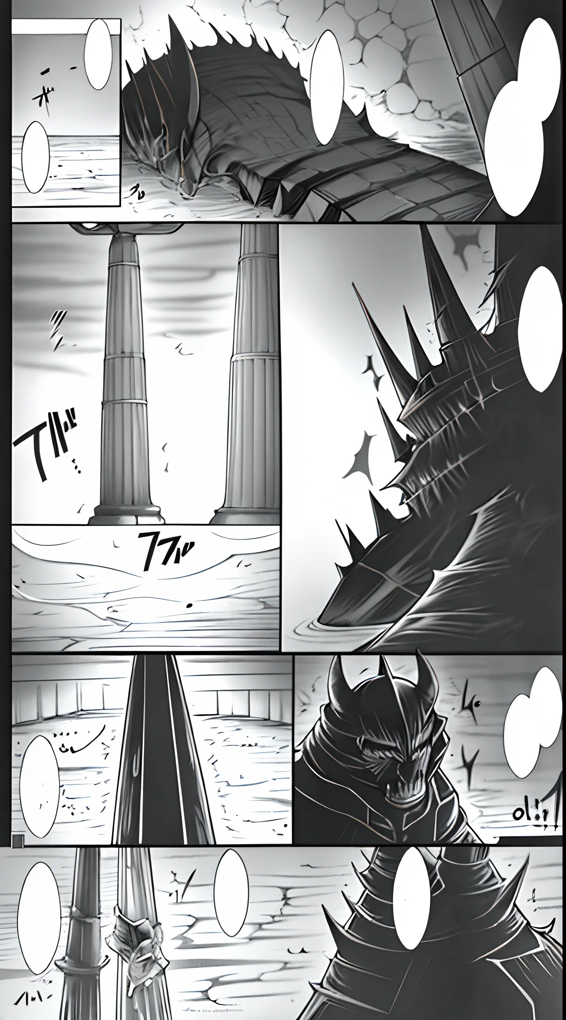 comic strip,Cartoon Split,Storyboard,Demons and angels fight,raining day,water bloom,standing water