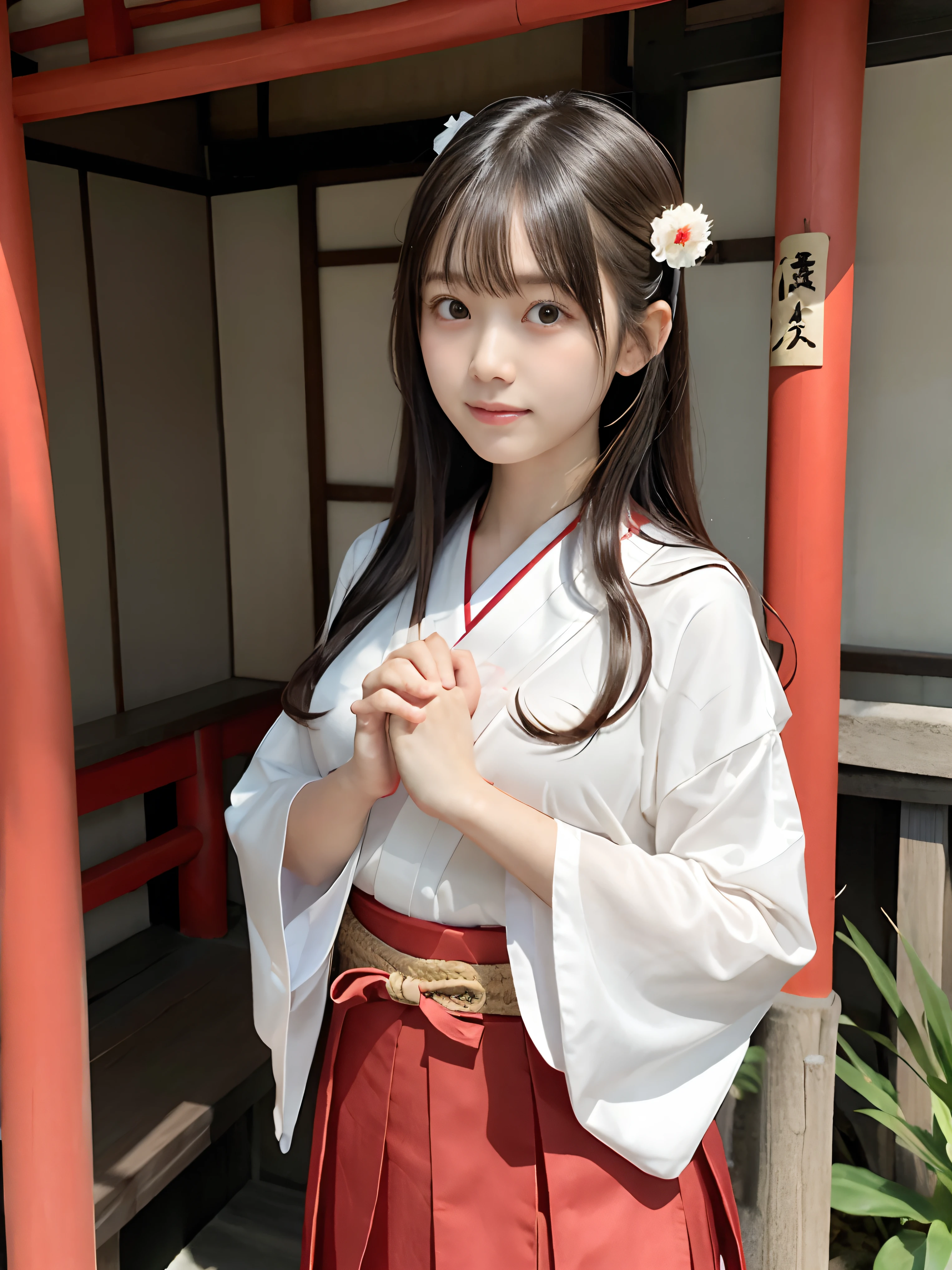 Join hands, Japanese shrine maiden cloth,