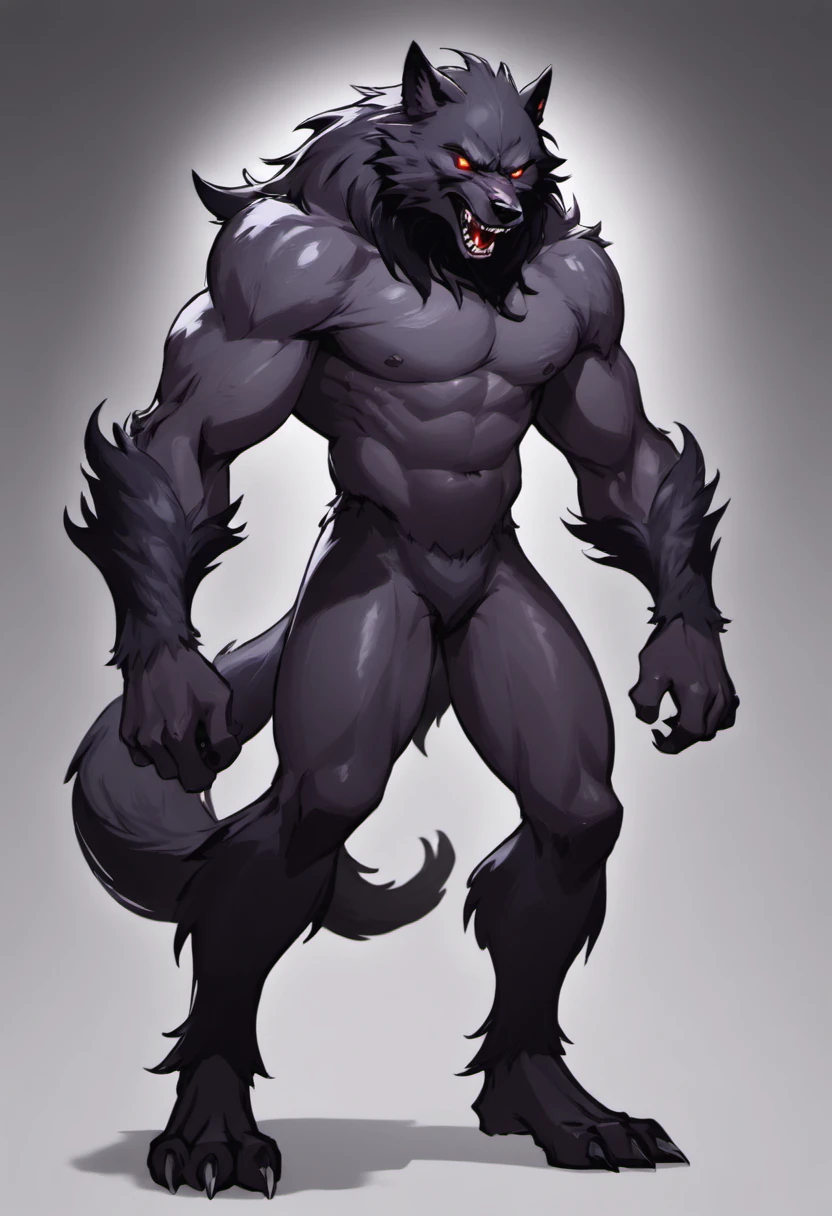 werewolf gigantic black humanoid wolf.