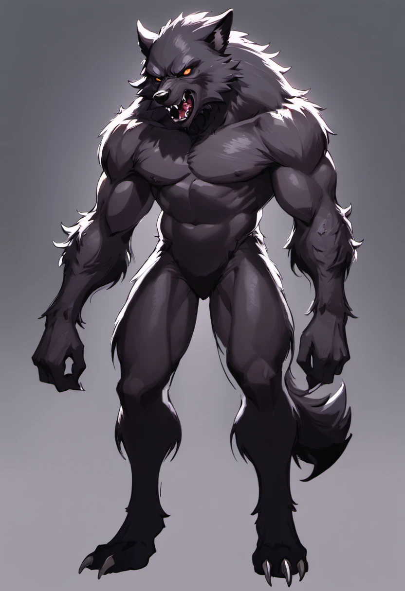 werewolf gigantic black humanoid wolf.