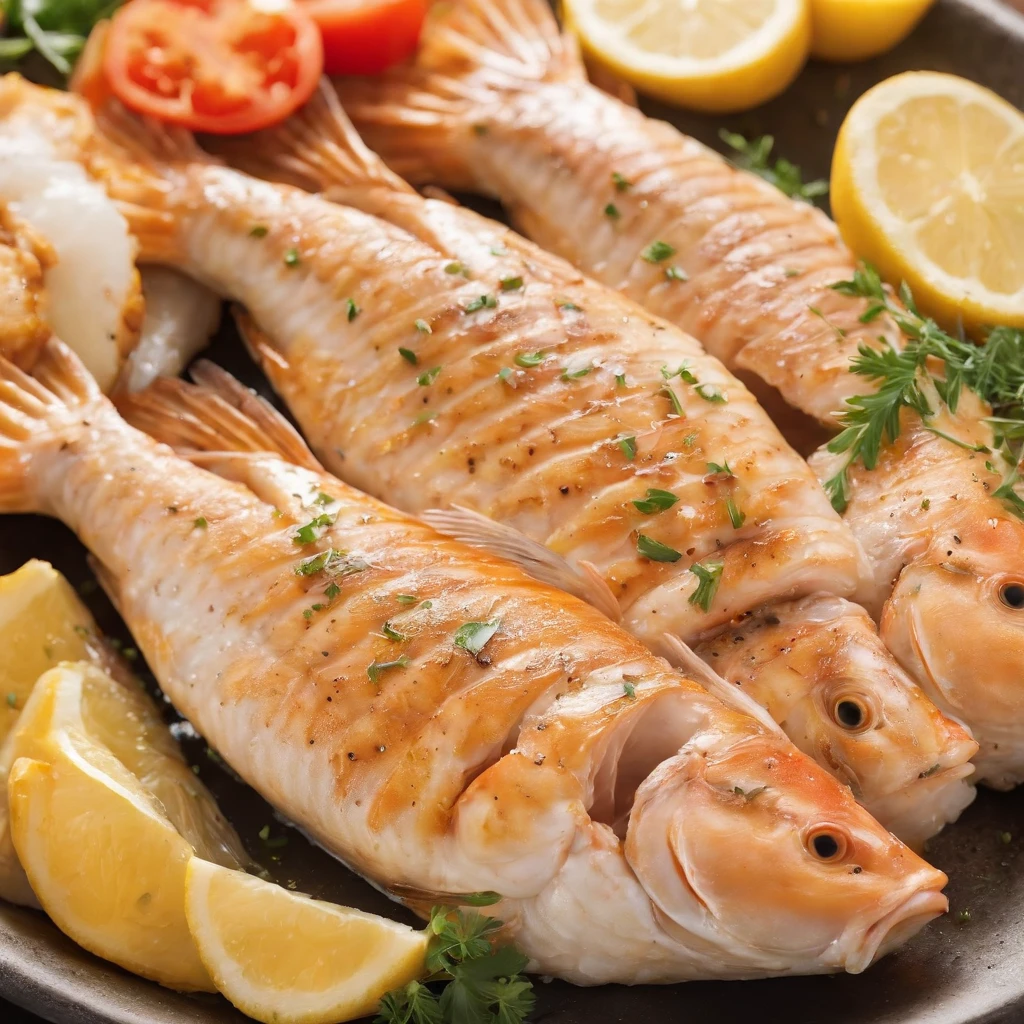 Combining fish and chicken in one dish, high detailed, photography, extremely detailed, food, dish, delicious, yummy, grilled chicken-fish, fish grilled like a chicken,
