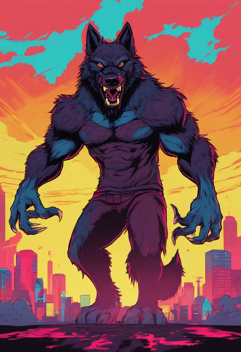 werewolf gigantic black humanoid wolf.