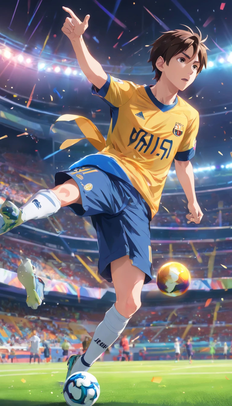 Lionel Messi plays football with the Vasco da Gama team,Break through defenders with dribbling,Scoring great goals,Strong physical agility,quick reflexes,Exact path,Exceptional ball control,Exquisite footwork,Celebrate victories with teammates,Stunning stadium atmosphere,Crowd of enthusiastic cheers,Best Quality,4K,8K,hight resolution,masutepiece:1.2,Ultra-detailed,(Realistic,Photorealistic,Photorealsitic:1.37),nffsw,nffsw,Studio Lighting,Ultra-fine painting,Sharp Focus,Physically-based rendering,Professional,Vivid colors,Bokeh,Sports,action,energy,Fierce competition,determination,motion,Exercise,passion,Colorful artistic expression,vibrant atmosphere,Eye-catching jersey,majestic view,Enthusiastic fans,Electrical atmosphere,Festive mood,World-class performance,Incredible skills,fluid motion,Iconic players,High-intensity bouts,Artistic talent,Vibrant energy,Exciting gameplay,Enthusiastic supporters,Competitive,Fast-paced action,Memorable moments,Unforgettable displays,Extraordinary talent,captivating performance,Dynamic play.