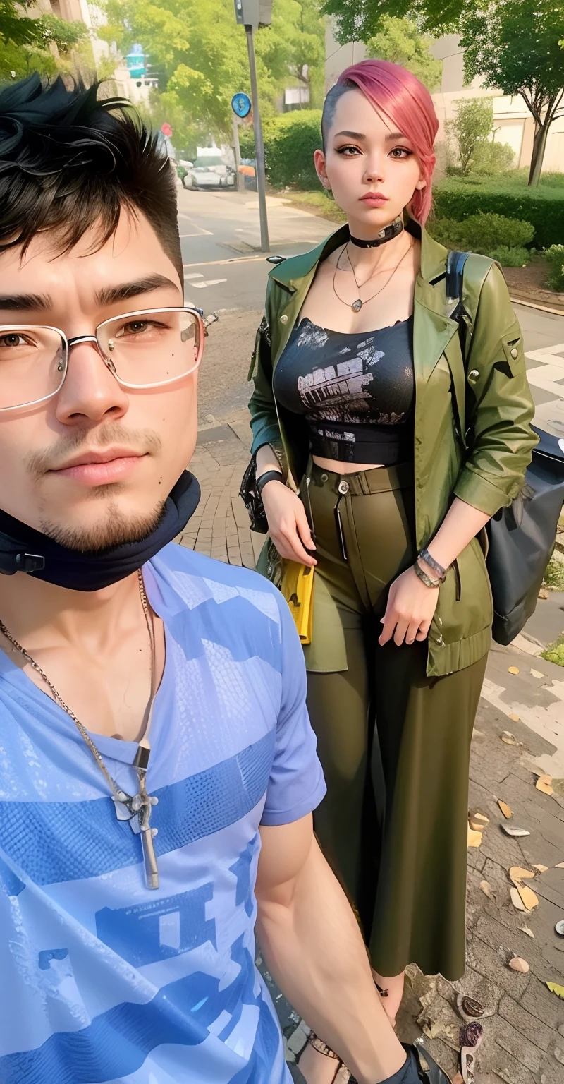 Cyberpunk style.couple.selfie.awesome.full body transformation