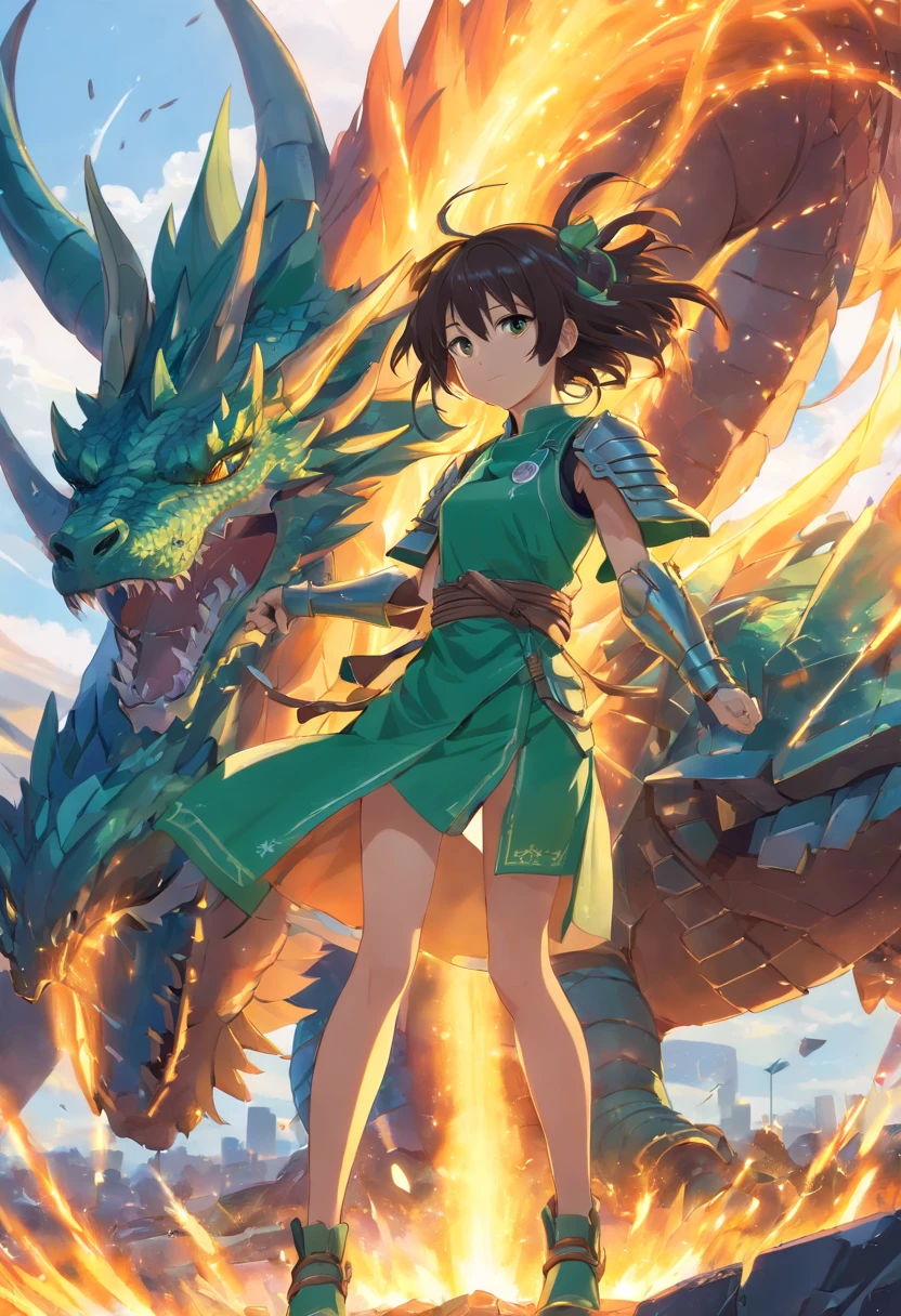 a dragon dress iron armor, human army, potrait, battlefield