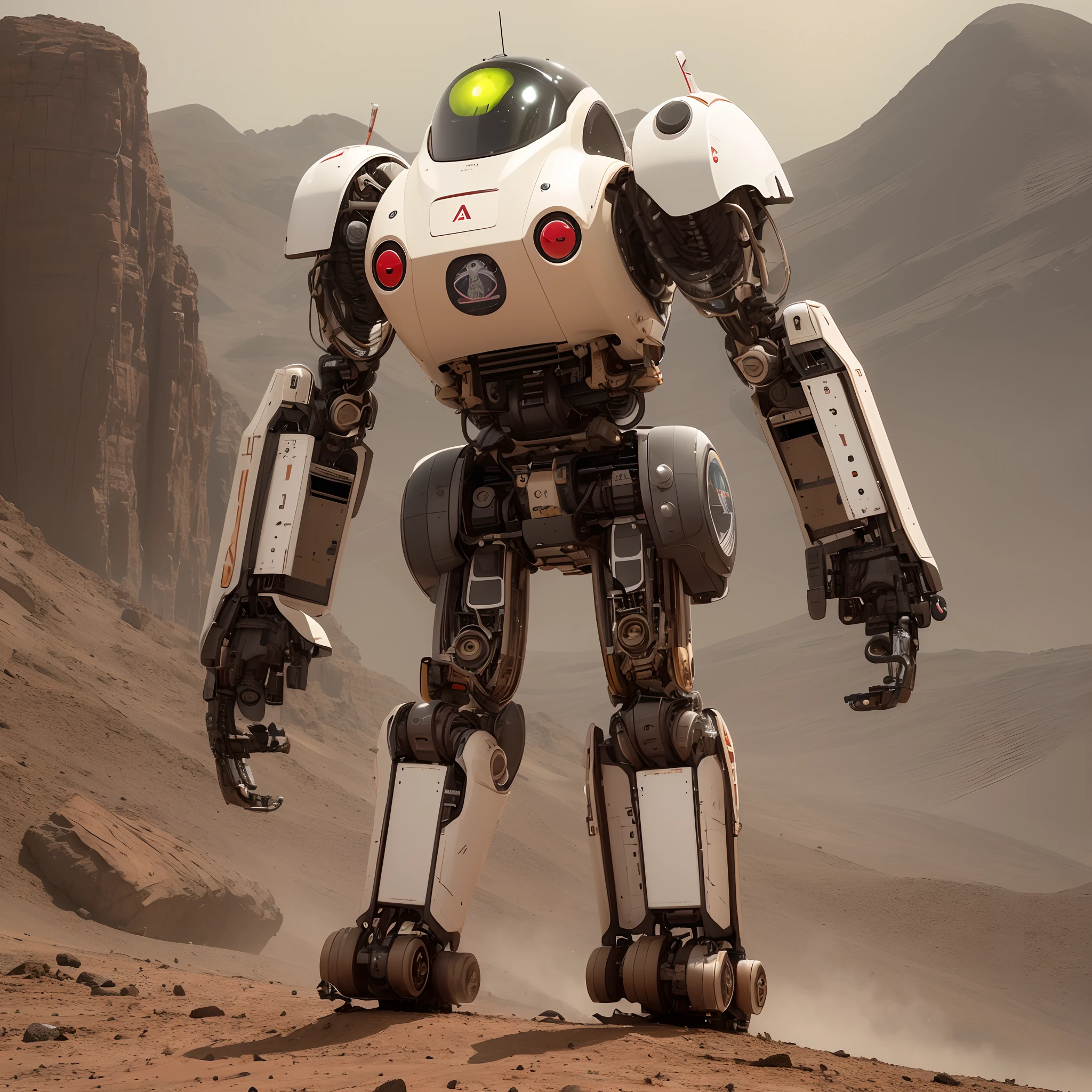 A robot-shaped AI on Mars in high resolution, realista --auto --s2
