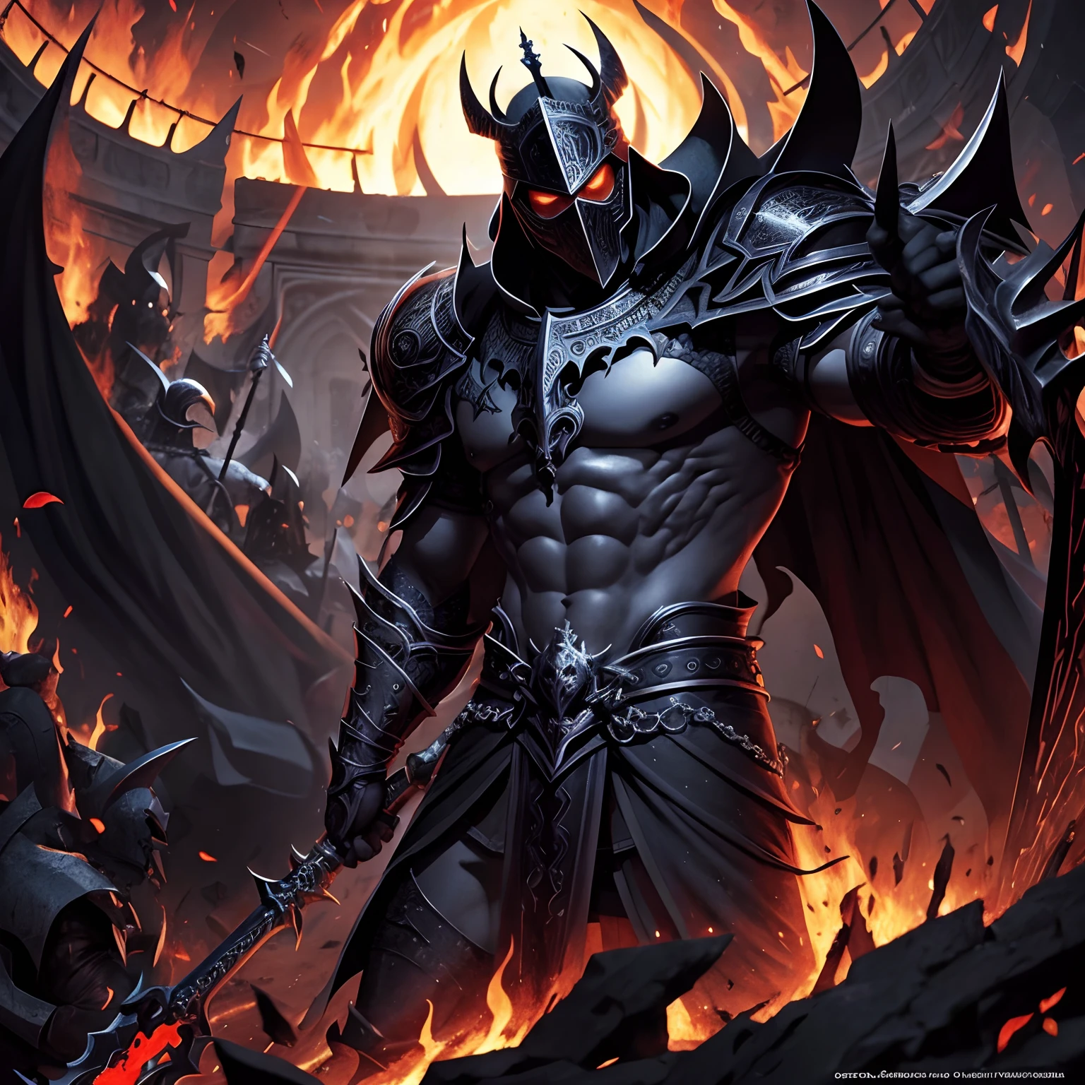 Hades, Deus do submundo, inferno, Knights of the Zodiac, armadura negra com asas