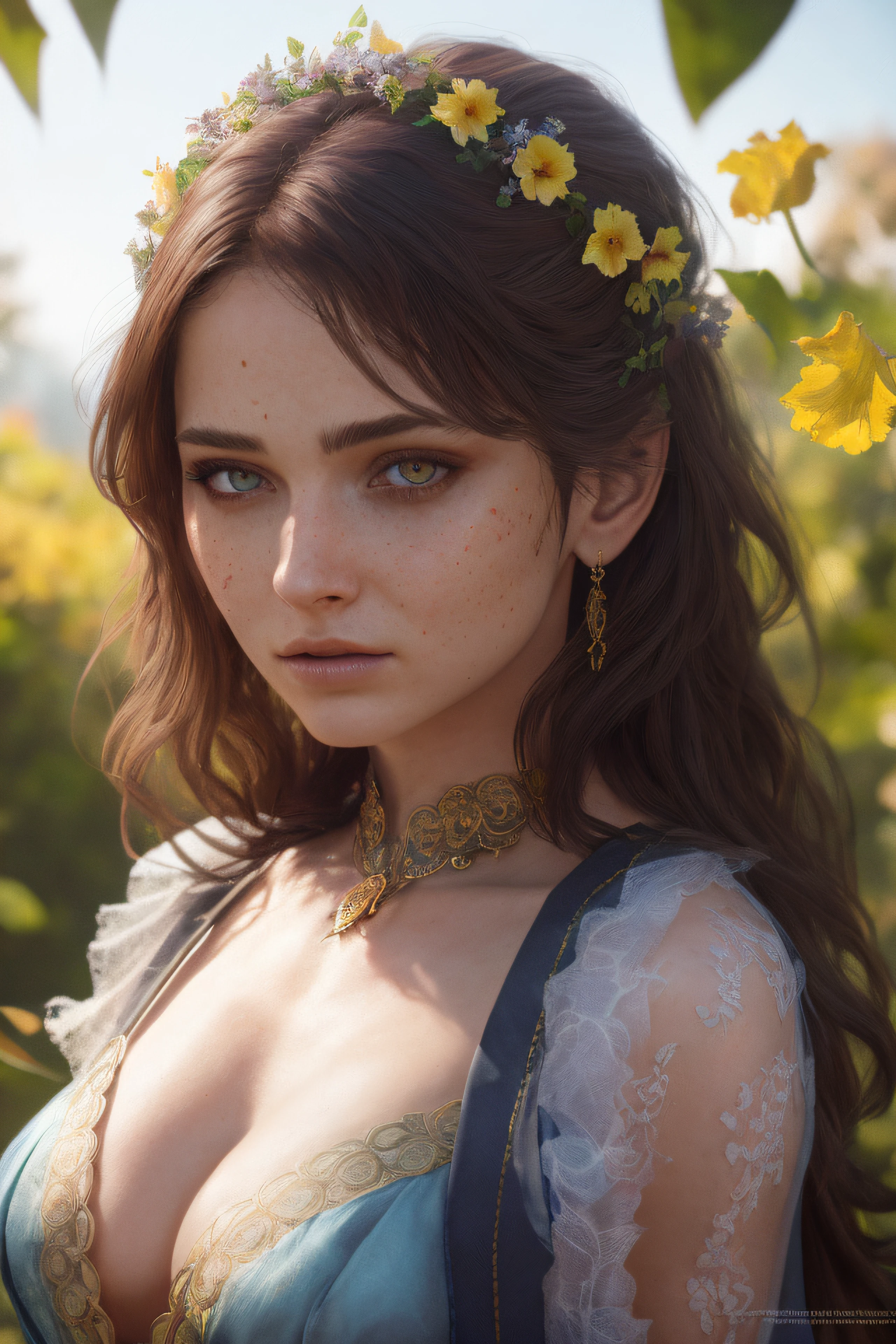 [masterpiece] [photorealistic] (beautiful woman as devil, perfect detailed face, detailed symmetric eyes with circular iris, freckles, dark hair with messy bun), piercing, nose piercing, small tattoo on shoulder, (intricate, smooth, indirect light, approaching perfection, pure form, golden ratio), award winning photo, (8k UHD, high resolution, extremely detailed, hyperdetailed, realistic, stunning realistic photograph, sharp focus, 3d render, octane render, cinematic, trending on artstation, hard shadows) by Greg Rutkowski