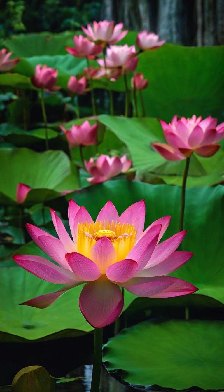 fantasy, magic energy,thailand、Lotus flowers bloom