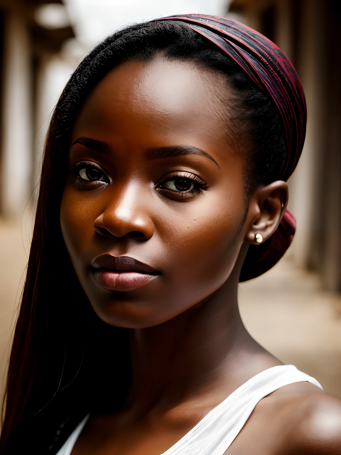 Realistic, best quality, 4k, HDR, high details, a portrait of a Nigerian girl, beautiful, attractive, aesthetic