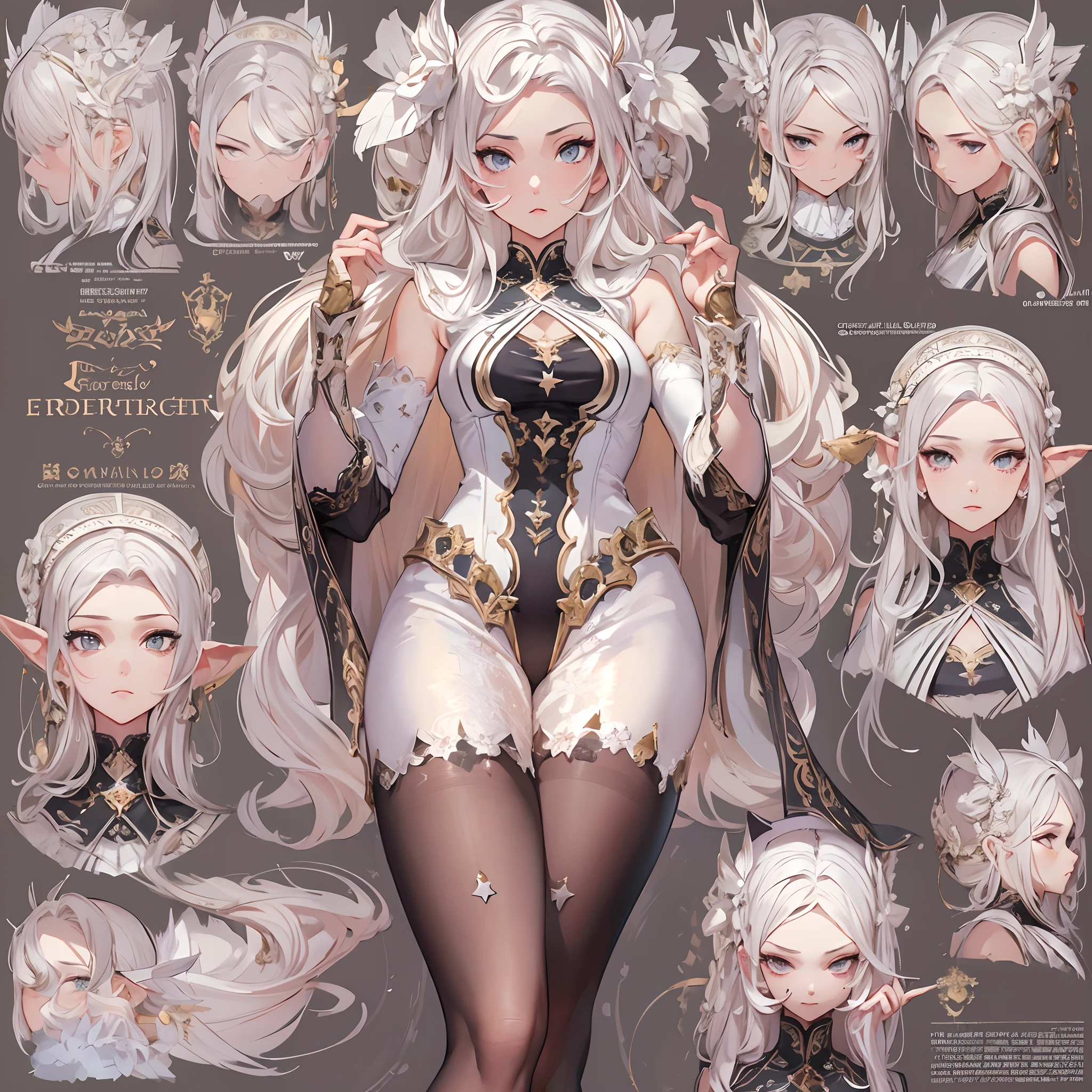 ((Masterpiece, Highest quality)), perfectly proportions,CharacterDesignSheet,full bodyesbian, Full of details, White background,Beautiful teenage girl,Look to the lens,Detailed eyes, ssee-through,lacepantyhose,High Balance, Overhead halo,Natural light