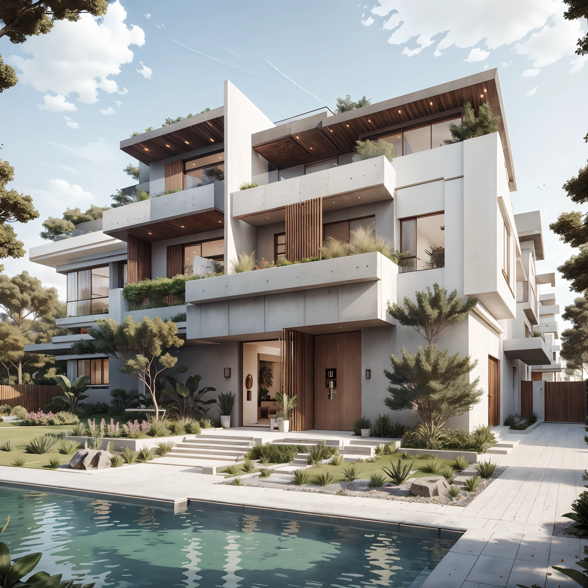 Modern architecture of modern house Legendary modern Gardens around house modern matériaux