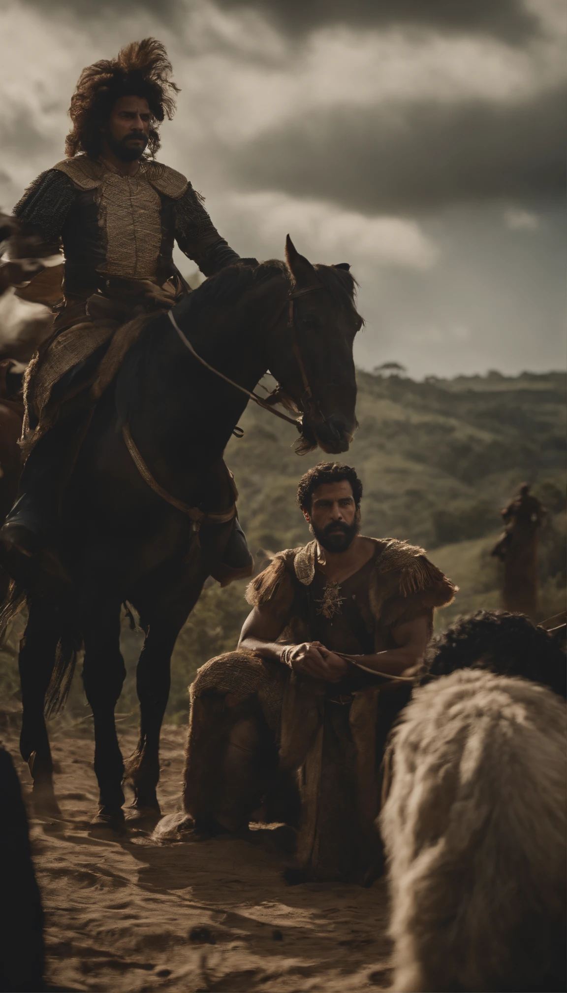 Image of Pedro Álvares Cabral claiming the lands of Brazil for Portugal on behalf of King Dom Manuel I, with a scene that highlights the act of vindication