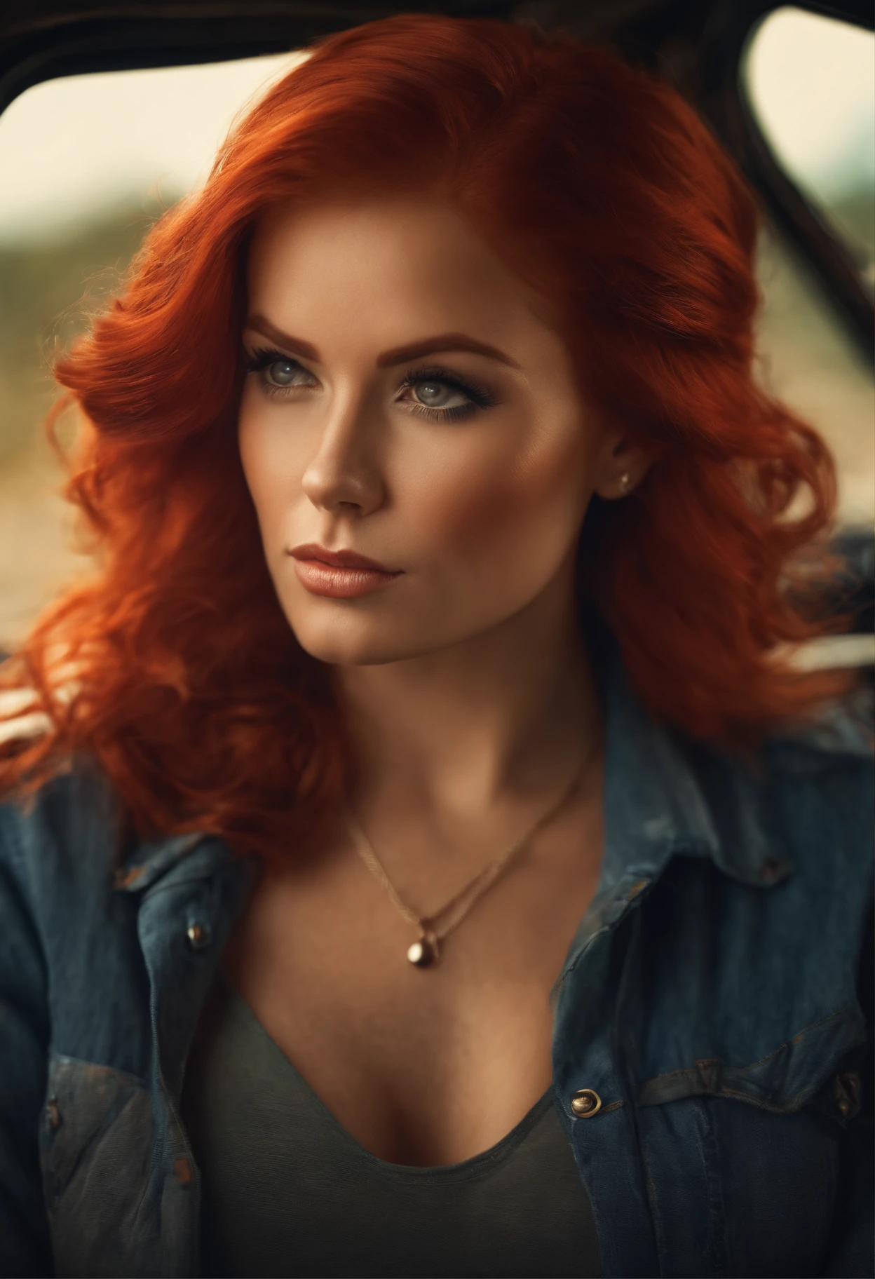 trucker woman red hair cute