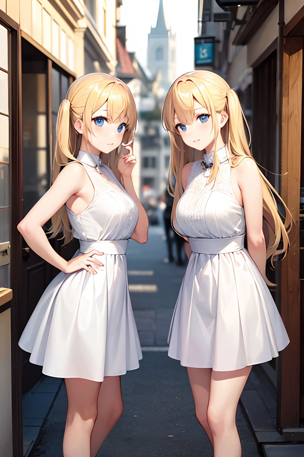 a blond、twinsies woman