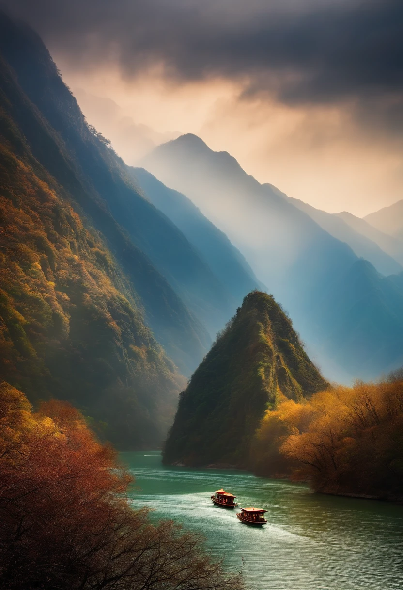 Light boats have crossed ten thousand heavy mountains, ancient China