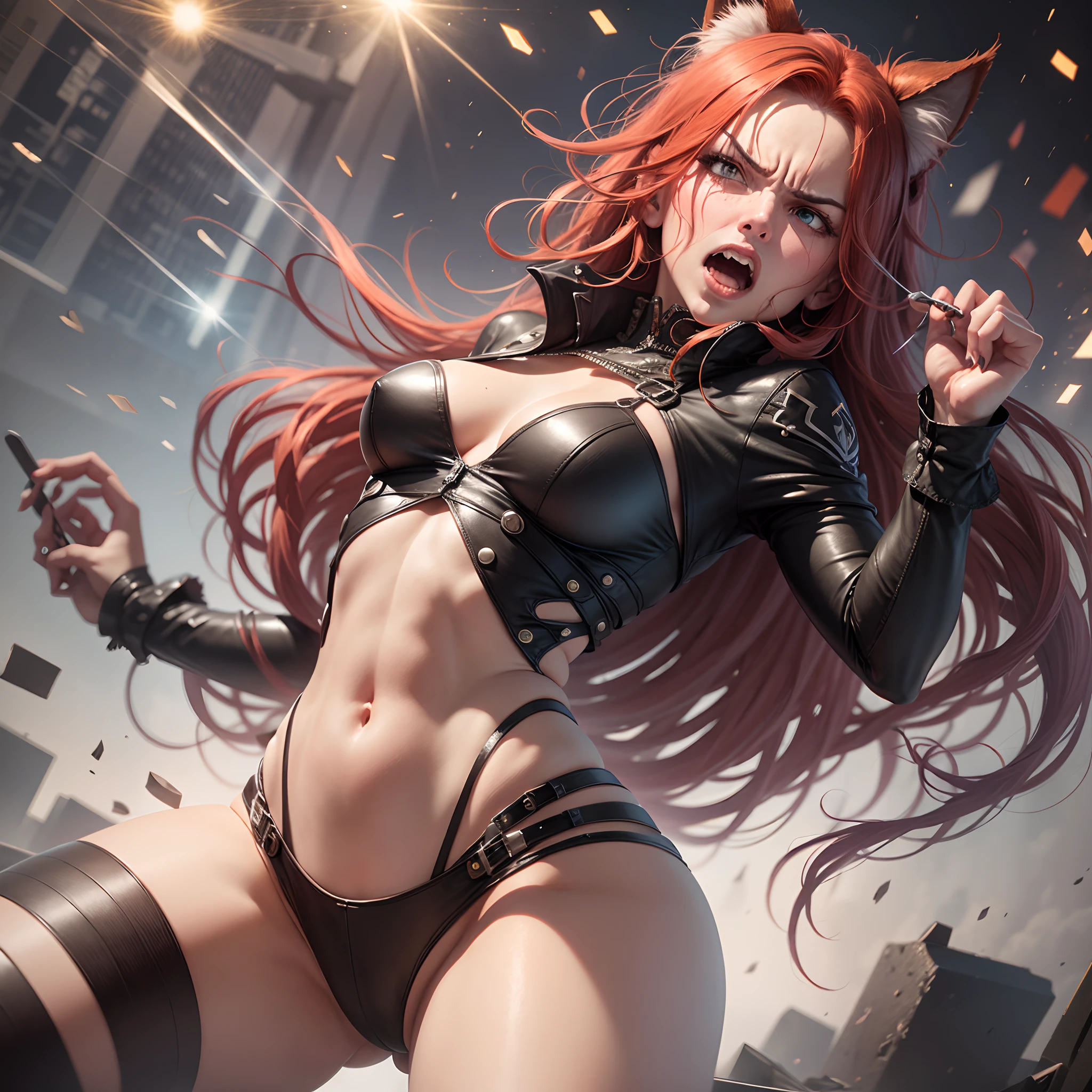 Red haired woman, angry clawing like a cat --auto --s2