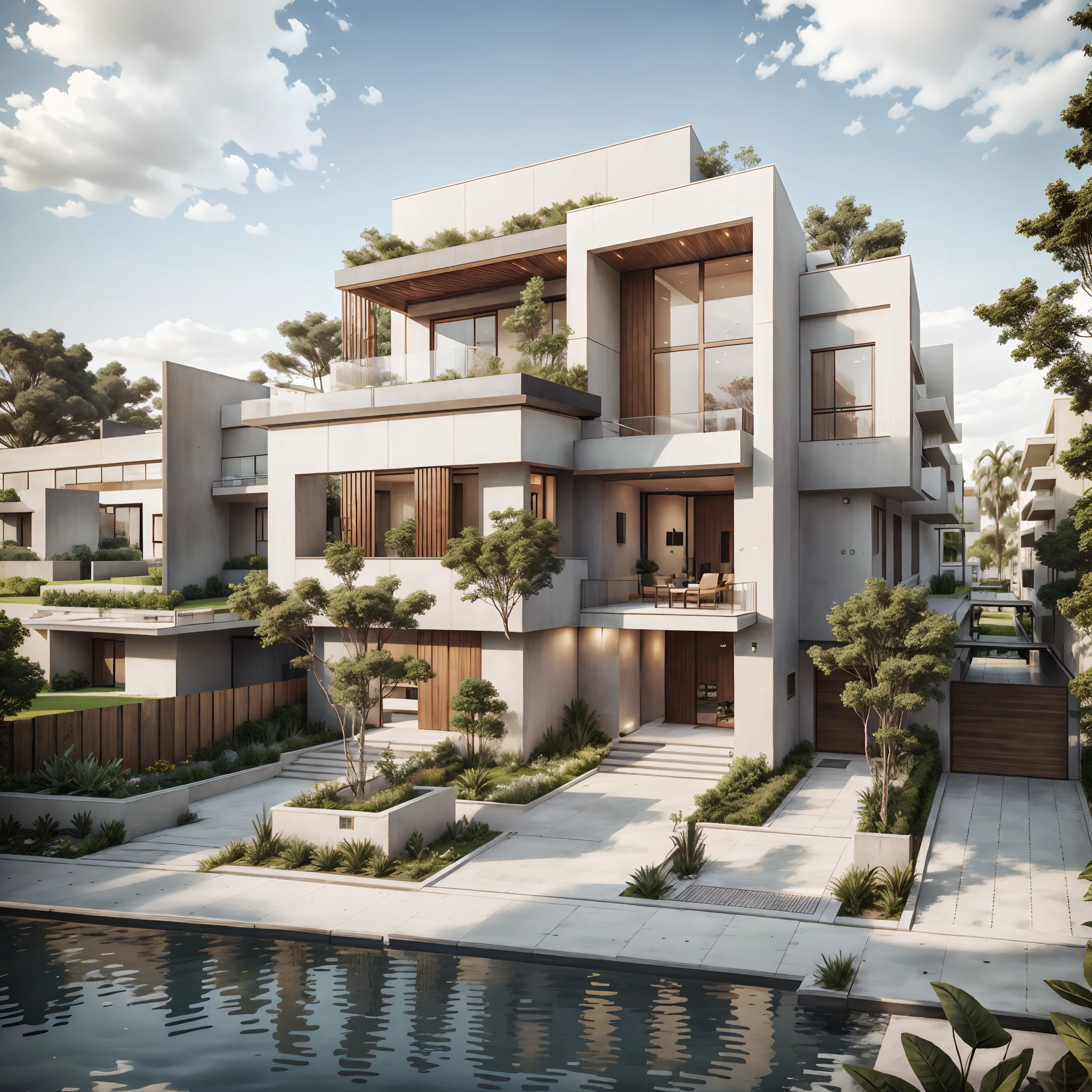 Modern architecture of modern house Legendary modern Gardens around house modern matériaux
