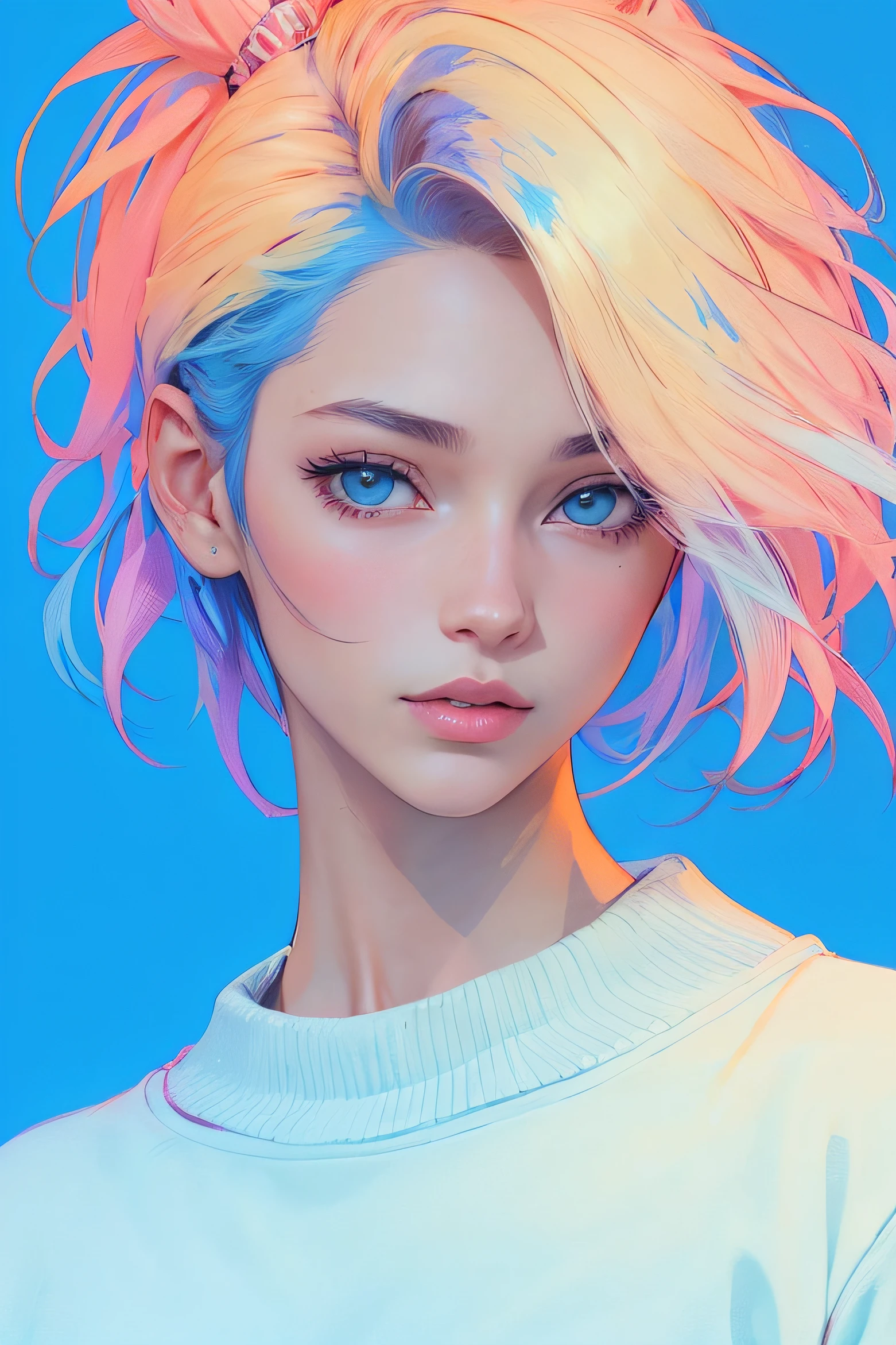 anime ,realistic ,sketch , 1girl, ,lip, Sweater,order, Blue gradient background, Neon hair,Textured crop, Canadian , (masterpiece,best quality,niji style)
Negative prompt: (worst quality, low quality,realistic,illustration, 3d, 2d, painting, cartoons, sketch)
Steps: 40, Size: 768x1152, Seed: 742720333, Model: SDVN7-NijiStyleXL, Version: v1.6.0-78-gd39440bf, Sampler: Euler a, CFG scale: 10, Clip skip: 2, Model hash: 6e0ba74ac1, Style Selector Style: base, Style Selector Enabled: True, Style Selector Randomize: False