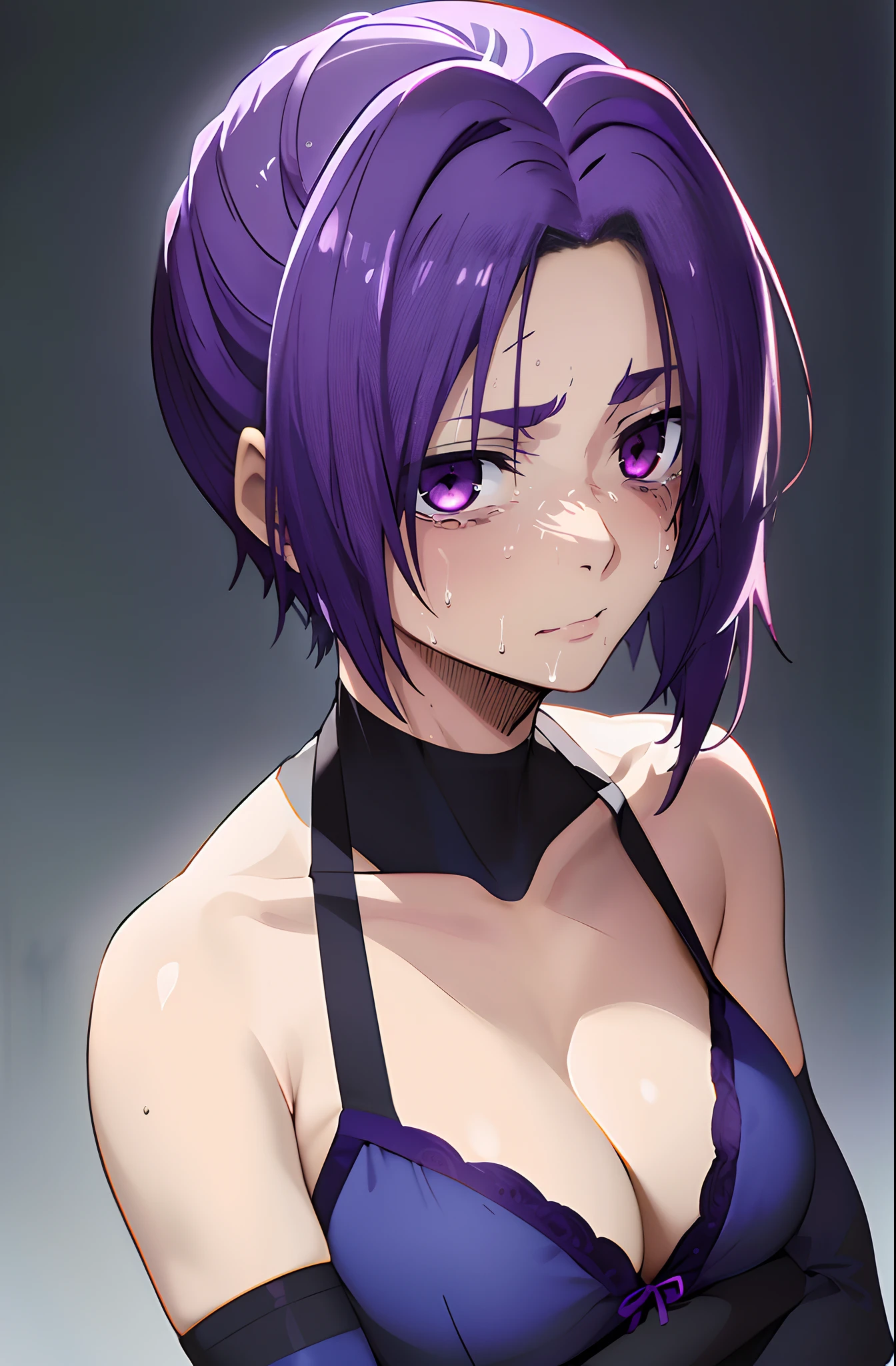 Heterochromia, green eyes, purple eyes, tears, crying face, red blush, reo mikage