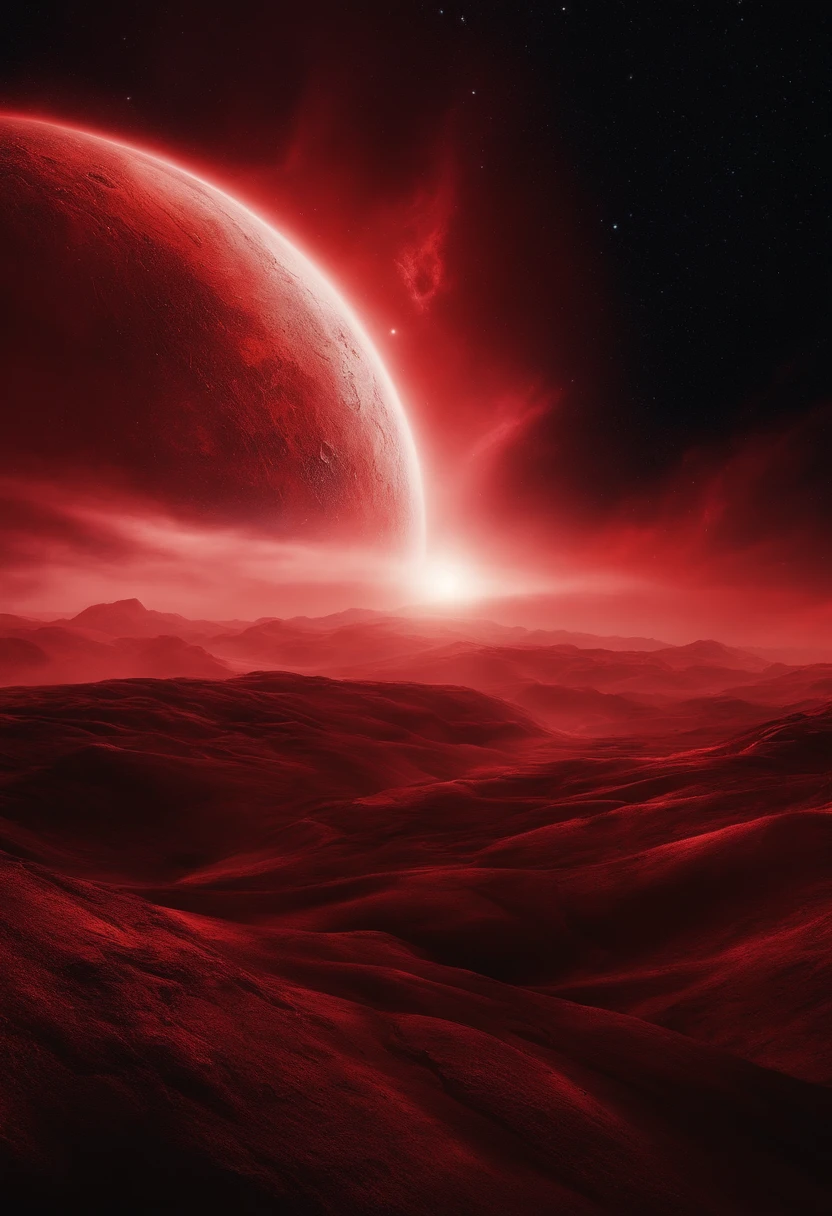 another planet images like Avengers infinity war, red and black texture, with glowy dark sky,