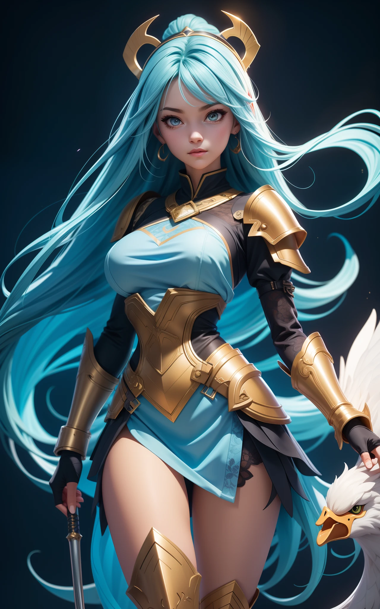 Long blue hair,hentail realism, shadowing,,character sheets, reference sheet, Standing painting, 8K, Super detail, 1080p, Women's HD,femele, 16k, A high resolution, Best quality, High quality, Anatomically correct, Masterpiece, ccurate, hyper HD,As graceful as a swan,unreal-engine, Ghibli-like colors, anime big breast, Standing painting, angle of view,battle armor,ssee-through,Lace skirt,Fluorescence