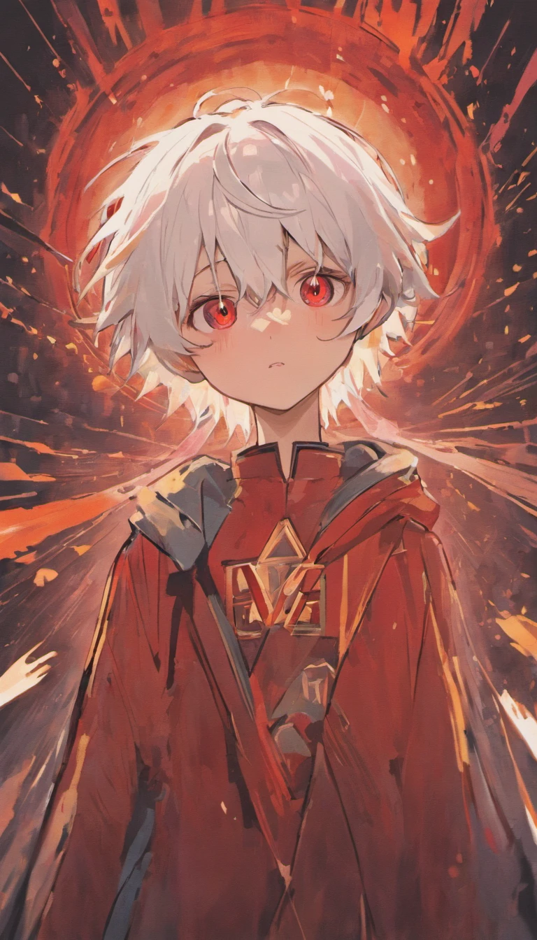 young boy with white hair and red eyes, There is ugliness in beauty, But there is also beauty in ugliness, In the style of Adrian Ghenie, Esao Adrews, Jenny Saville, Edward Hopper, surrealism, Dark Art par James Jean, Takato Yamato, Minimalism inkpunk