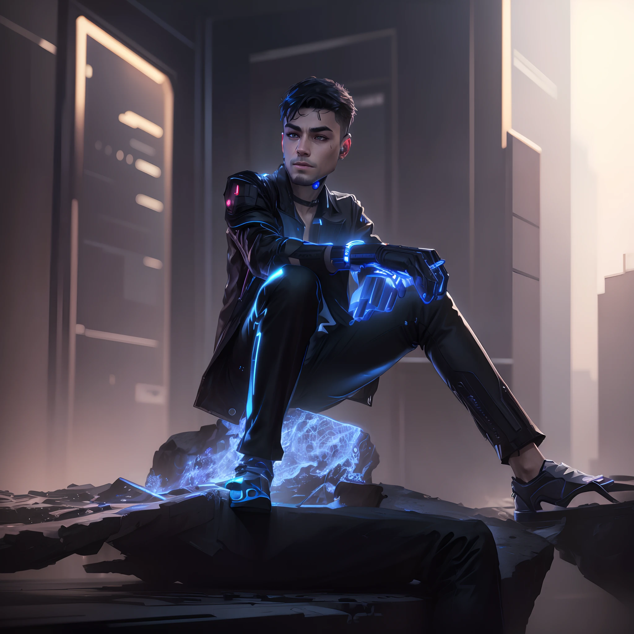 Change background cyberpunk handsome boy, realistic face, 8k, ultra Realistic,