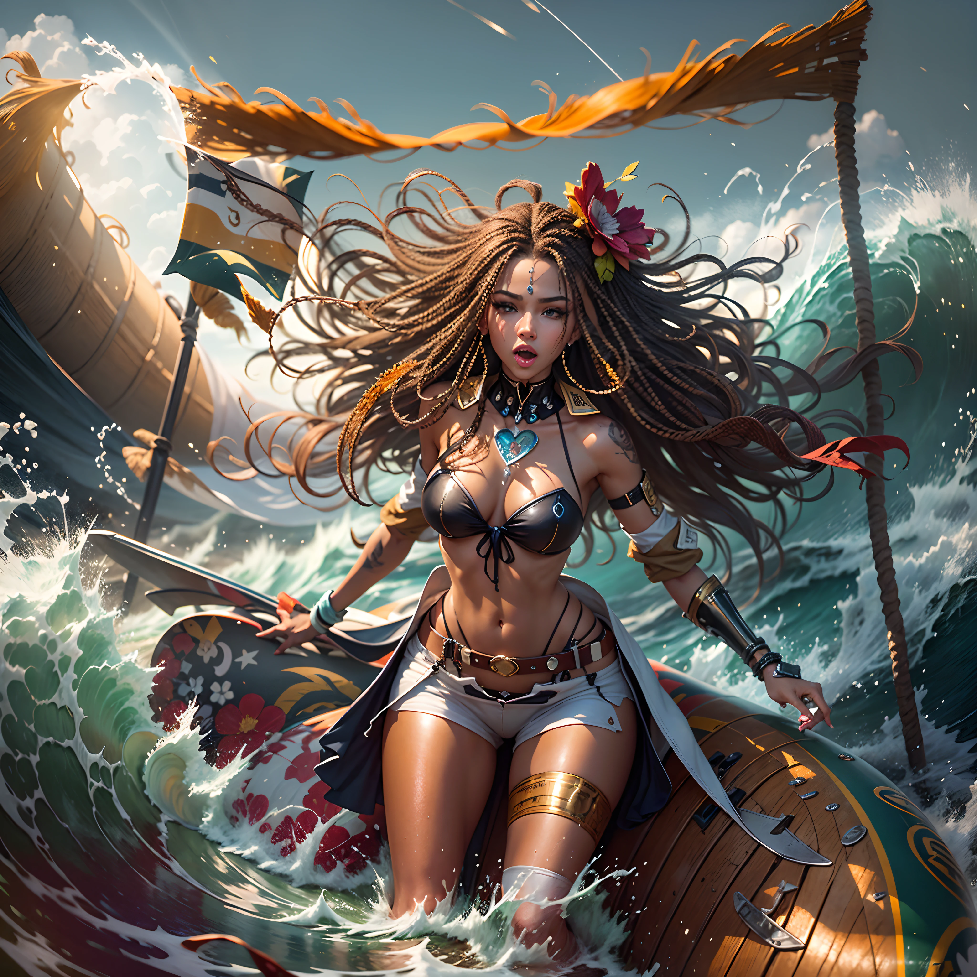 Sun epic Masterpiece Ocean waves Sea sunlight Goddess backlight Beach deep path wave_fluent beholder outdoor mounted_Surfboard oasis Suncraft Artificier hearth sundrop urban Equirectangular_360 "Armada" contre-jours paddle_board "Heavy Metal" sailing_ship Devastating Will-o'-the-wisp iota pixie sprite luminescence war battle mature female "luis Royo" dazzling surfing_wave_on-surfboard, Cosplay riders_flow richesse Amiral decorated "Nicki Minaj" Commander jukebox Pilots jacket cow-boy flag Earth tsunami ultra pro-Photorealistic optimal ultra_high_quality opengl-shaders ultra_high_detail accurate reflex ultra_high-resolution perfection graduates volumetric lightning improved Octane_rendues UHD XT3 64K 32K DSLR HDR UnrealEngine5 3dcg shadow Diva analogiques hairstyle dreads bangs extatiques symmetrical athletic african body skin tanmed suave cheekbones effects embarrassed glushes eye-liner saphirs saturate gorgeous dark beautiful eyes black pupils brown iris lazulis turquoise open mouth teeth (tongue droplet water drop of water) obvious smiles choke Floating Jacket Eccentric Cape Levitating Shoulders-Off Shirt Lace Clavicles White Papillotes embroidered leathers breasts reveal sideboob satin livid yellow orange corsait thick felt skirts matching bristles ample swinging spinels navel waist belt-chastity revealing heart diamond padlock silver agate pubis scarlet pubis-hairy indigo bristles protrusions silk Snap-lock tin gold garters thighs legs stainless steel boots gothic onyx, rubis summon milkweed floraison invoque viceroy magic incandescente creature CGSCOSITY butterfly Cristallines Wings (EOS R6 135mm 1/1250s f/2.8 ISO400) Monarch, Canon-ion flash blow glow opale impact, straight outfits armor heavy chrome flat rune lava bands population Tourmaline glyphe plasma cuivre "cyberpunk" background ship glass mirror monster Fire Blast Flame Engravings Chef-D' tattoo (par Michelangelo) Bruce_Weber sex girl naked nsfw varied multi etc.