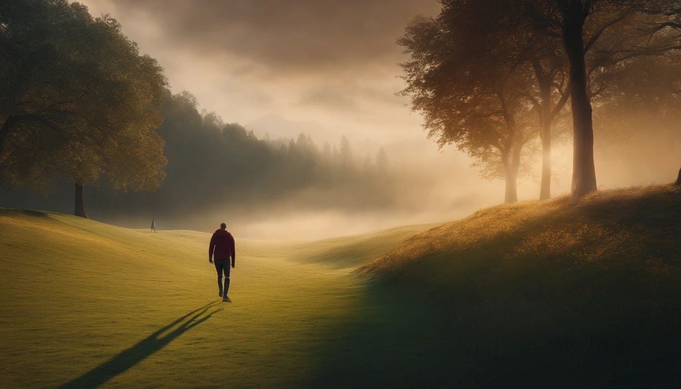 absurd resolution, high resolution, (master part: 1.4), super detalhado, (((Rosto detalhado, Detailed expression)), A person walking toward a goal, 4k