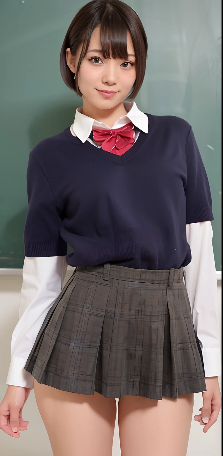 seifuku cosplay,seifuku cosplayershort hair,arm behind,front body, front face, slender body,standing ,(8k, RAW photo, best quality, masterpiece:1.2), (realistic, photo-realistic:1.37), ultra-detailed,(detailed beautiful girl:1.4),1 girl, full body shot,