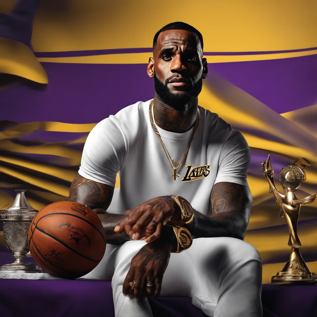 LeBron James, com a camisa do Lakers, cantando rap numa favela do Rio, pele texturizada, Super Detalhe, Detalhes altos, alta qualidade, Premiado, best quality, 16k, Altas, UHD, retina, master part, ccurate, anatomicamente correto, pele texturizada