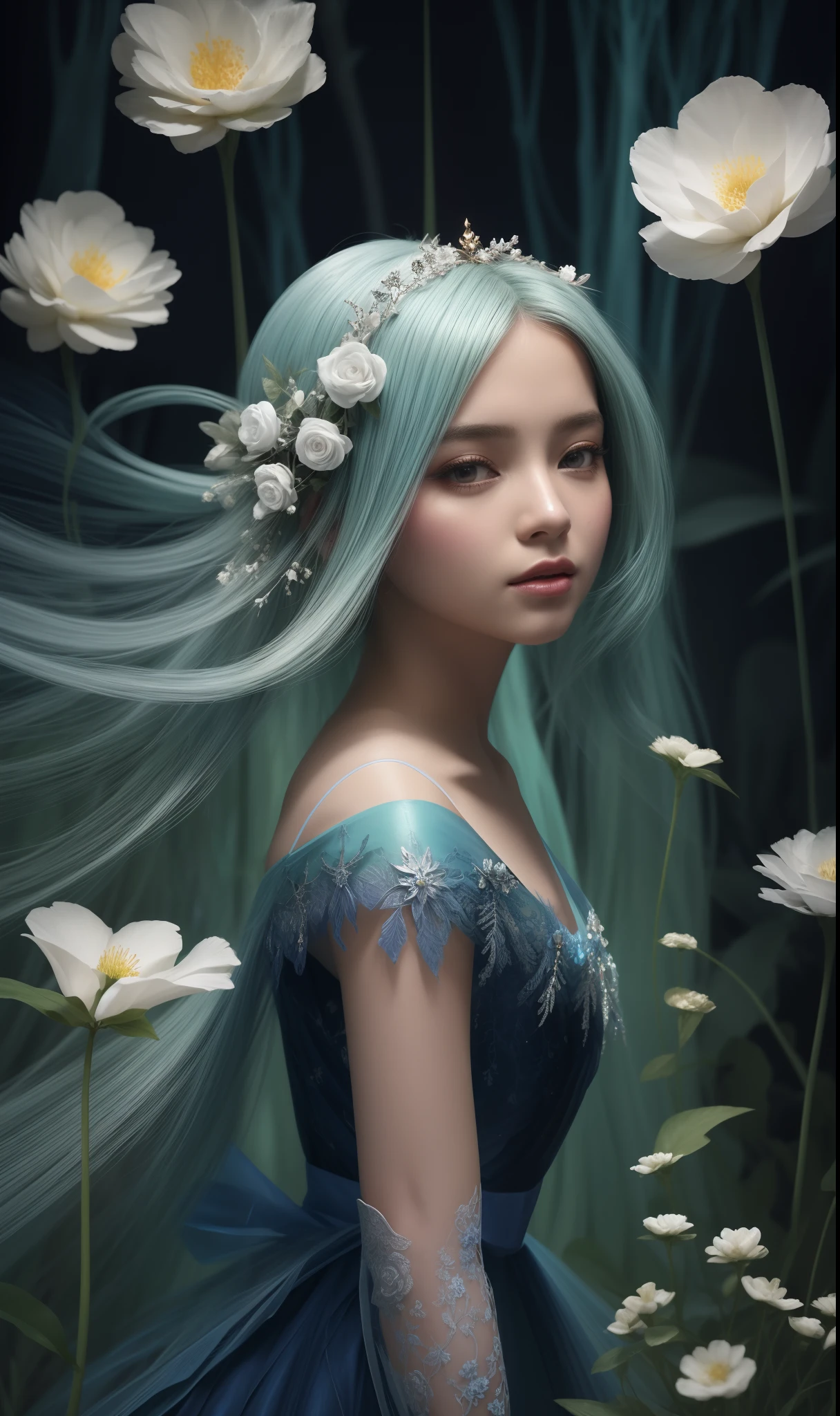 de cabelos loiros com cabelo branco e vestido azul sentada em uma floresta, bela arte digital, stunning digital illustration, retrato bonito da arte da fantasia, Beautiful digital illustration, arte digital de fantasia detalhada, retrato bonito da fantasia, bela arte de fantasia, estilo de arte de fantasia, lindo arte digital, Arte digital altamente detalhada em 4k, arte digital fantasia arte, arte fantasia behance, retrato da arte da fantasia