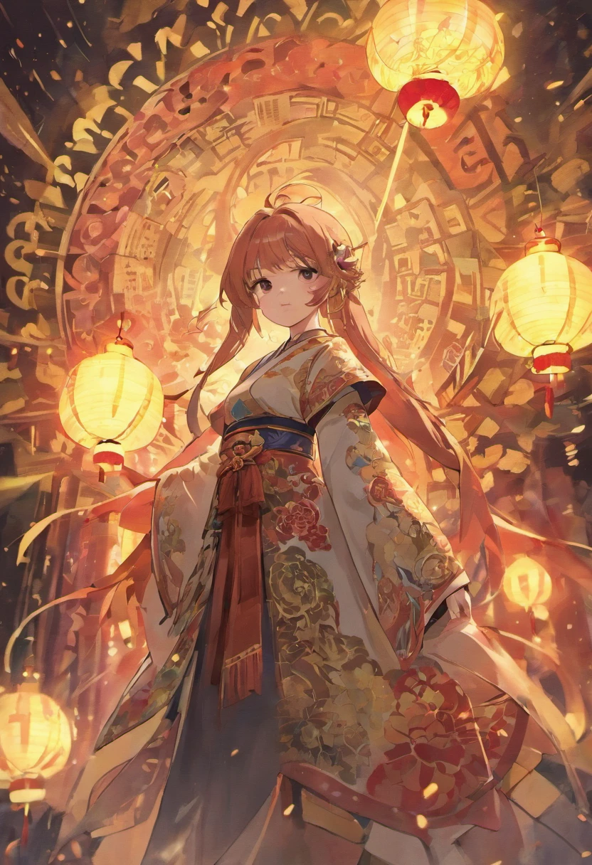 poster for，China-style，Mid-Autumn Festival，the great wall，A girl dressed in minority costumes