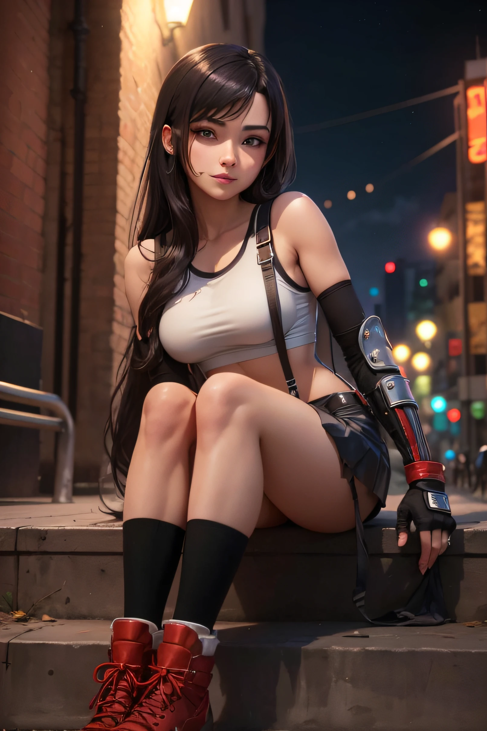 masterpiece, best quality, 7rtifa, crop top, arm guards, fingerless gloves, suspenders, pleated miniskirt, black thighhighs, upper body, standing, (leaning tower of pisa) in background, looking at viewer, smile Negative prompt: (worst quality, low quality:1.4), FastNegativeEmbedding
Steps: 25, Size: 512x768, Seed: 2598898946, Model: mothmix_v141, Version: v1.2.1, Sampler: DPM++ 2M Karras, CFG scale: 7, Clip skip: 2, Model hash: 01d7873f41, low quality: 1.4), FastNegativeEmbedding", Hires upscale: 2, Hires upscaler: 4x-AnimeSharp, ADetailer model: face_yolov8n.pt, ADetailer prompt: "masterpiece, best quality, 7rtifa, red eyes, crop top, arm guards, fingerless gloves, suspenders, pleated miniskirt, black thighhighs, upper body, standing, (leaning tower of pisa) in background, looking at viewer, ADetailer version: 23.6.2, Denoising strength: 0.45, ADetailer mask blur: 4, ADetailer confidence: 0.3, tifa-nvwls-v1-000008: 0.8>", ADetailer dilate/erode: 32, ADetailer inpaint padding: 32, ADetailer negative prompt: "(worst quality, ADetailer denoising strength: 0.25, ADetailer inpaint only masked: True