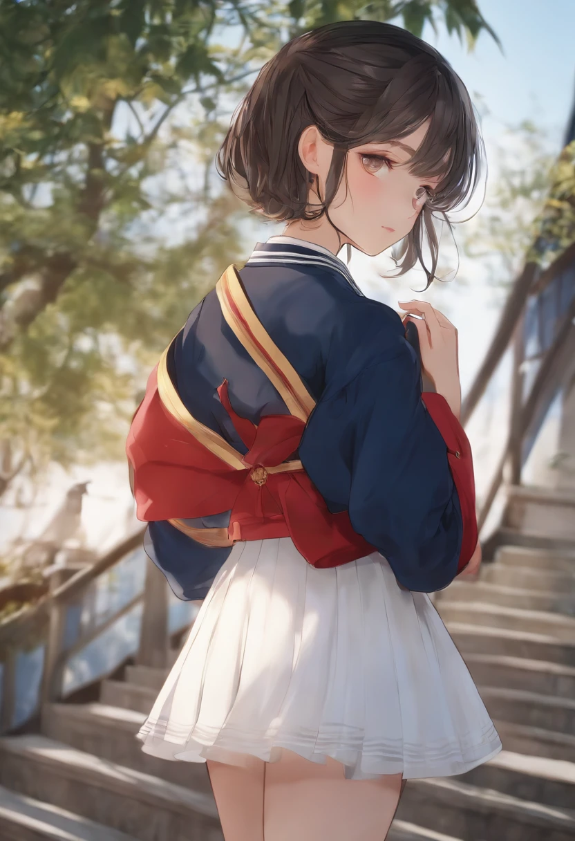 infp young woman、18year old、独奏、japanes、High school students、a sailor suit、embarrassed from、cute little、short-hair、Pull up your skirt