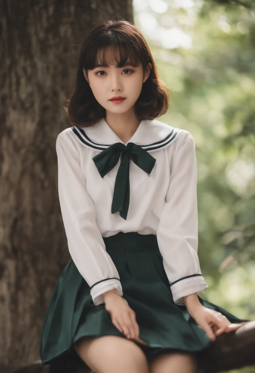 infp young woman、18year old、独奏、japanes、High school students、a sailor suit、embarrassed from、cute little、short-hair、Pull up your skirt