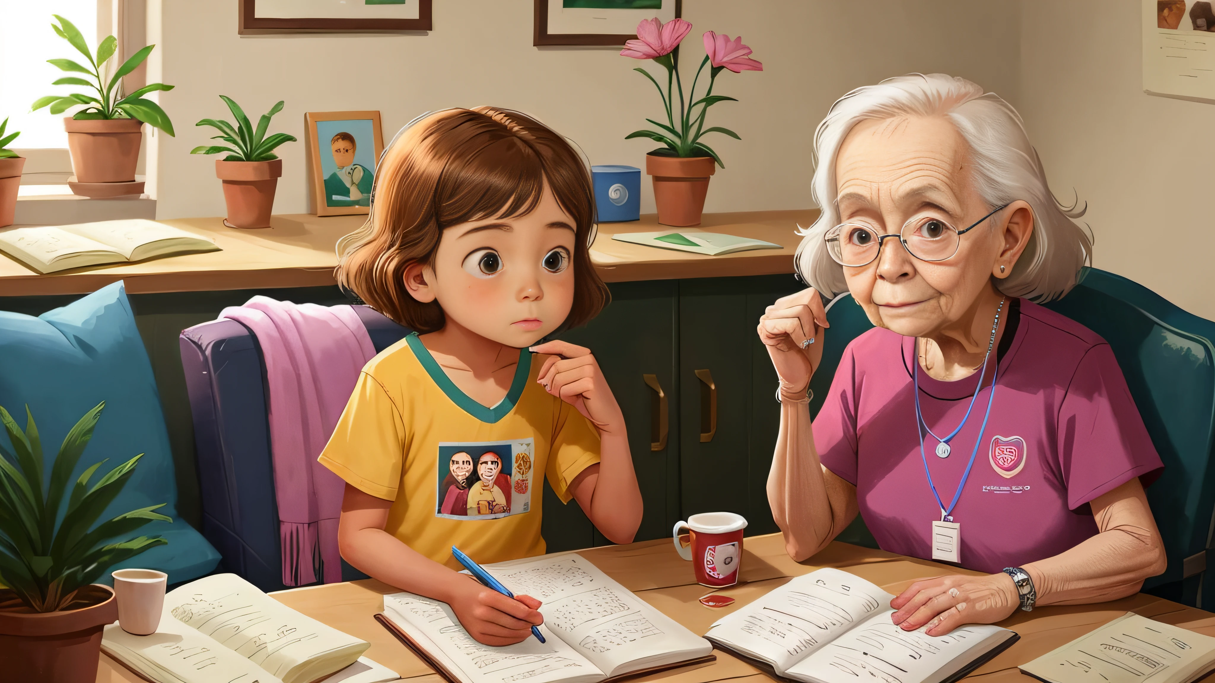 Liz is a -yeld giand is sitting with her grandmother at 85, fazendo perguntas curiosas sobre dinheiro