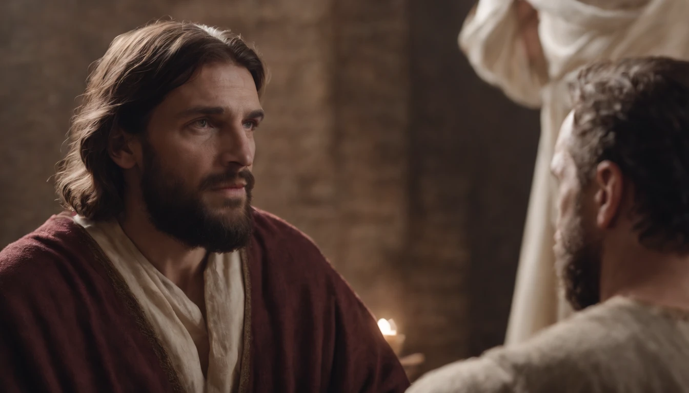 Apostle John disciple of Jesus at the foot of the cross in 8k