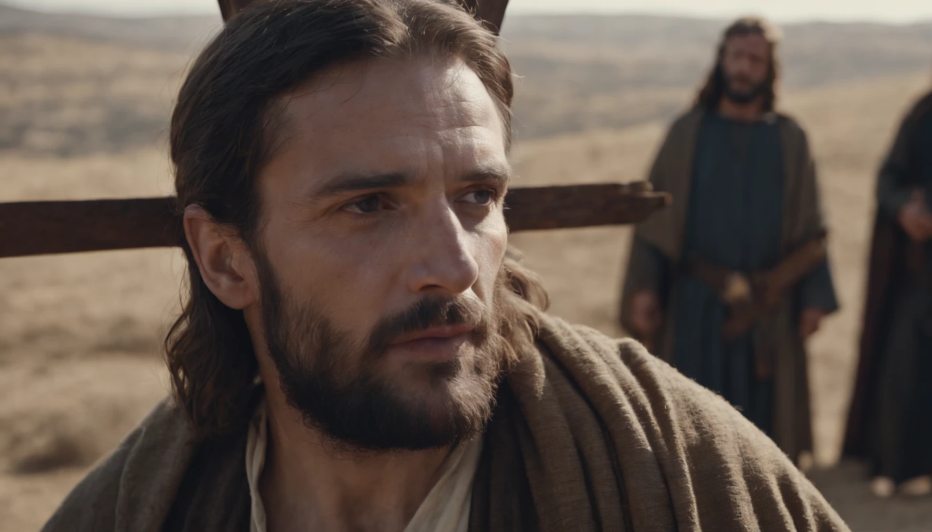 Apostle John disciple of Jesus at the foot of the cross in 8k