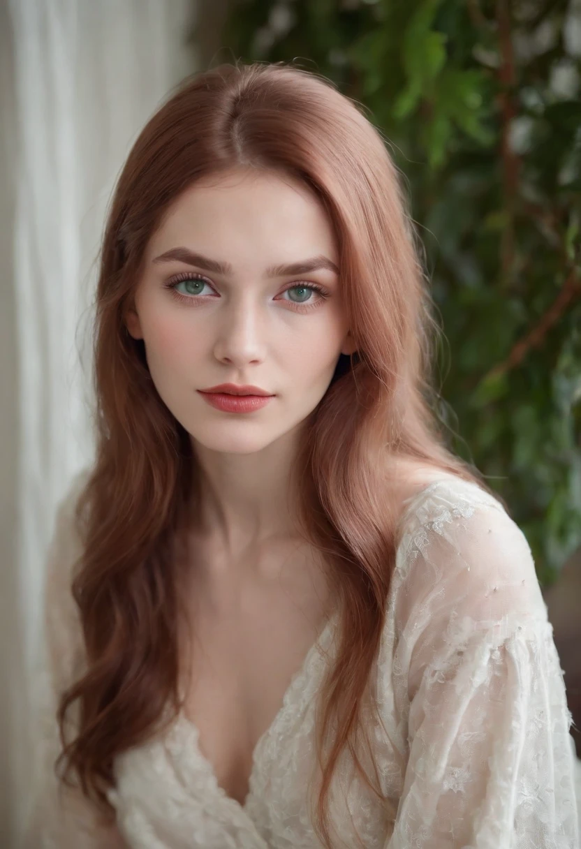 (((a deep reddish wound crosses her left cheek))) fair complexion, woman around 19 years old, natural white hair, distinctive green eyes, wearing kohl, slender and graceful, beautiful, candlelight 28 year old German girl with long hair, blue eyes, super model body like Claudia Shiffer who is sitting on a sofa in the lobby of a luxury German massage center in Berlin