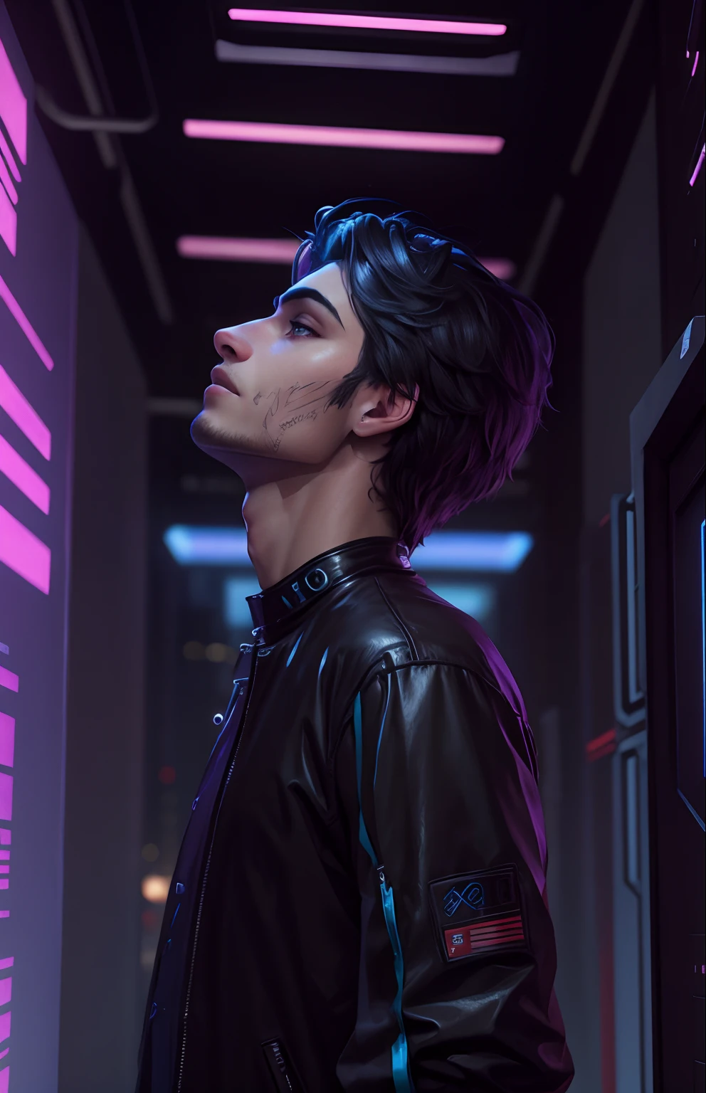 change background cyberpunk handsome boy