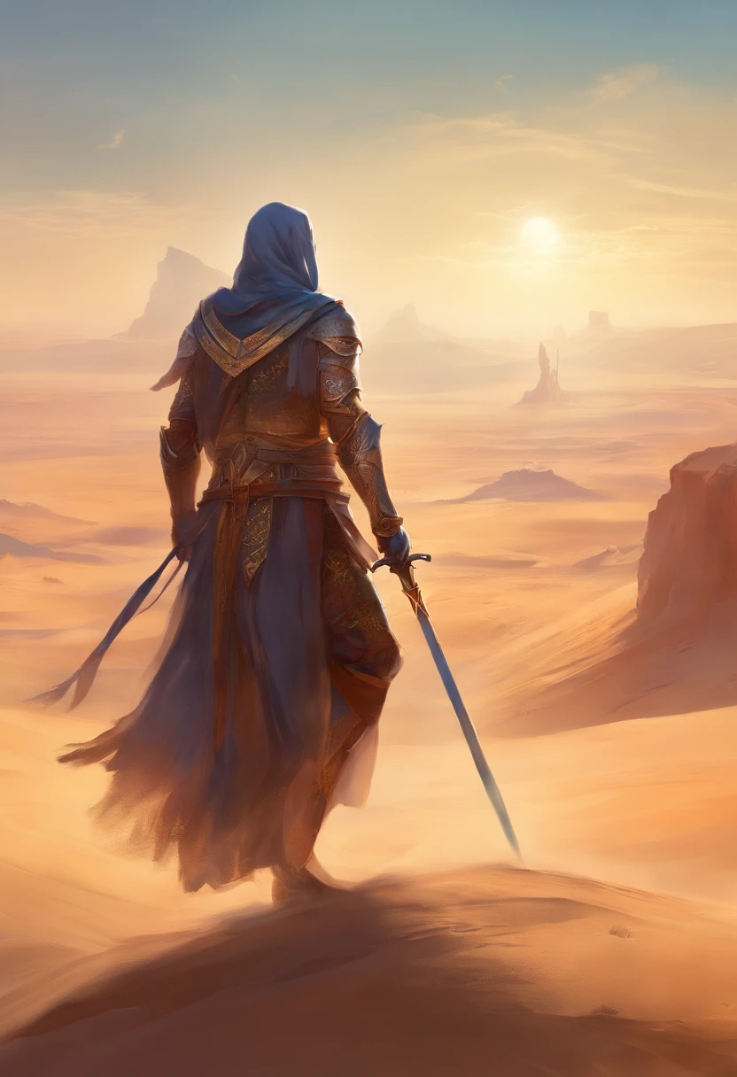 arabian nomadic knight in desert