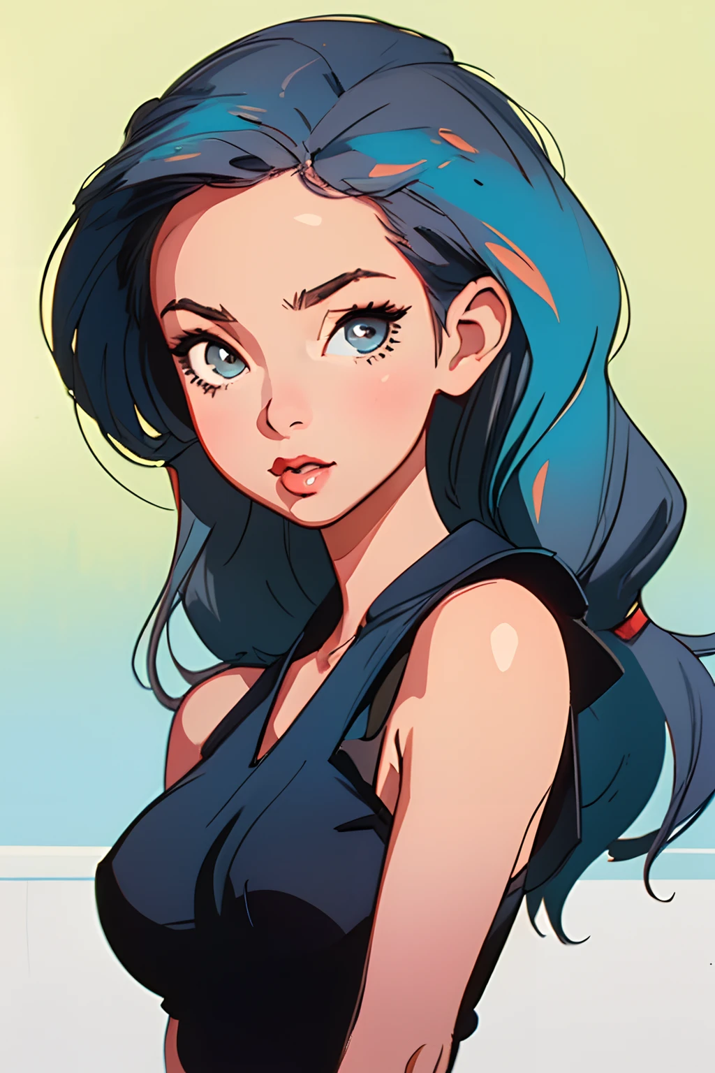 (best quality, masterpiece), 1girl, 1980s \(style\), looking at viewer, pinup \(style\), upper body,