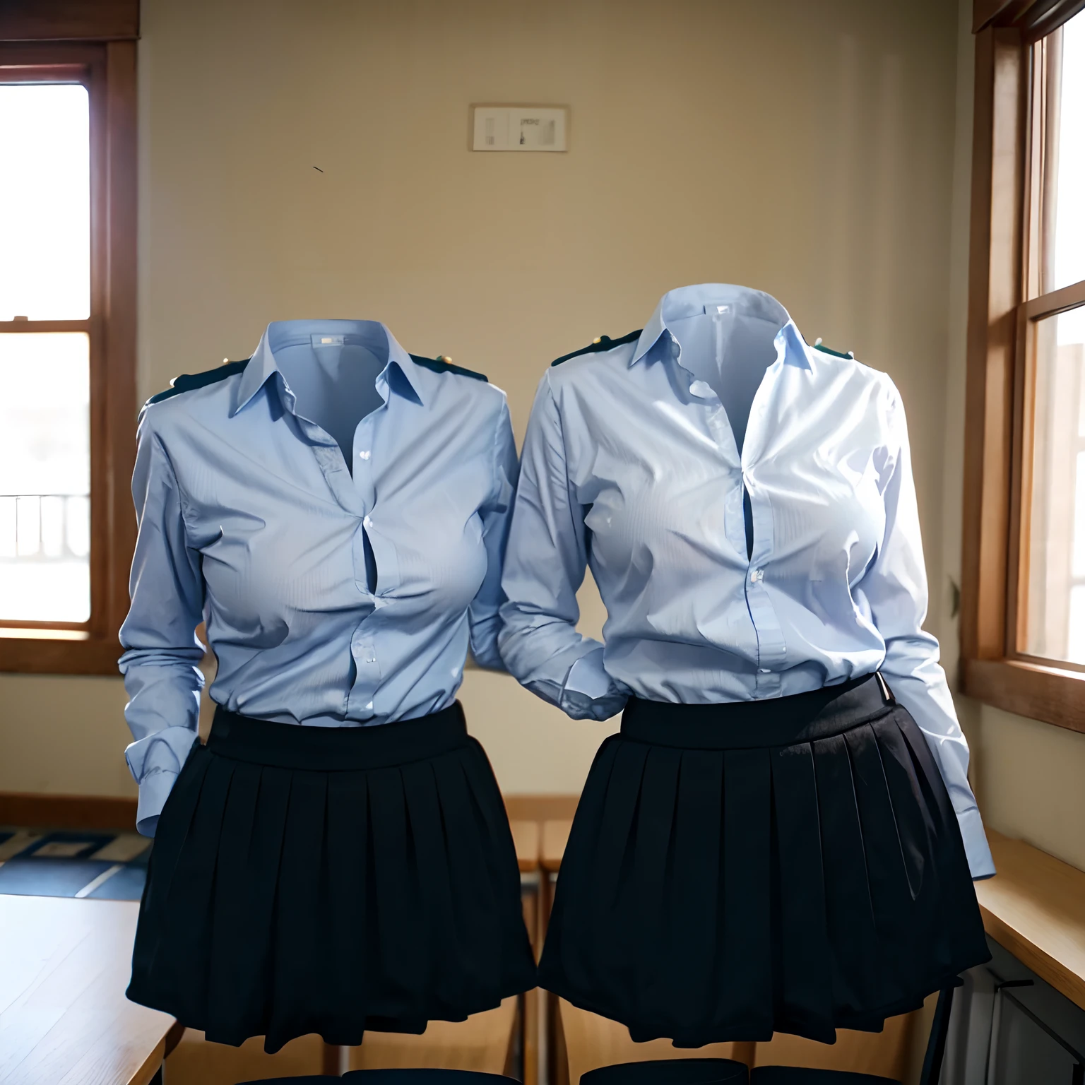 2 girls put her breast on each other, school uniform in classroom, ((invisible, no humans:1.5, headless:1.5, handless, legless)), (big breast), (close-up to breast),
(8k, RAW photo, best quality, masterpiece:1.2), (realistic, photo-realistic:1.37),photon mapping, radiosity, ((Hasselblad photography)),physically-based rendering,