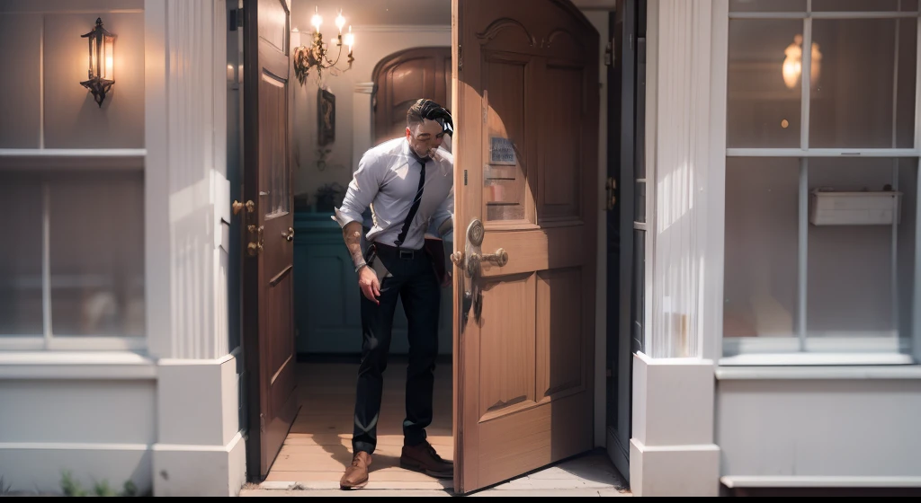 The door was slammed shut by the man