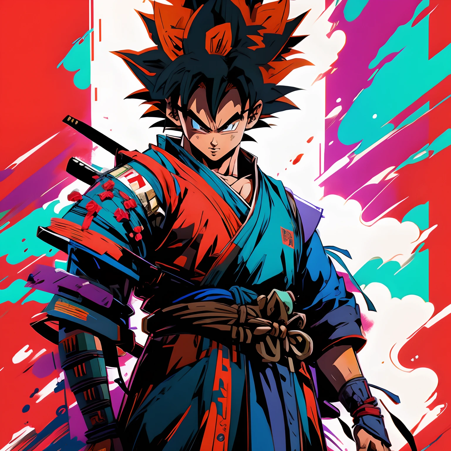 Goku, samurai, robotic