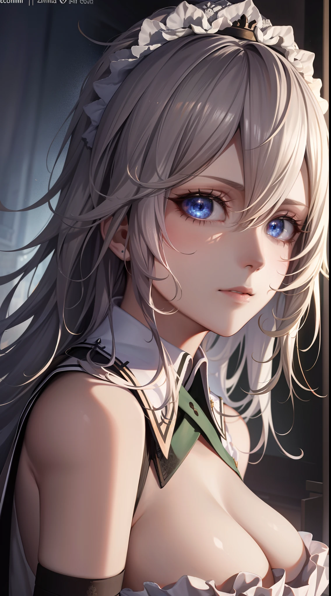 (Unity 16K Wallpaper, masutepiece, Best Quality, Ultra-detailed, extremely details CG, Cinematic lighting, Detailed, Beautiful detailed eyes, Solo),超A high resolution,Fine skin,A sexy,maid, maid apronl, Maid headdress,